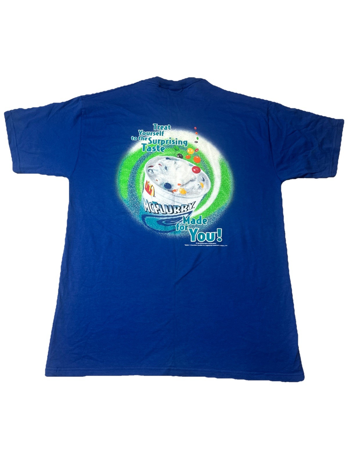 Vintage 90s McDonald’s McFlurry x Mars Inc. Promo T-Shirt Size L Blue Hypnotize