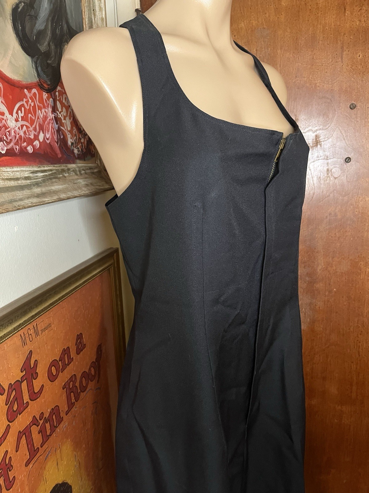 VTG 60’s Cesario For Fred J Miller Woman’s Black Polyester Wide Leg Jumpsuit 42R