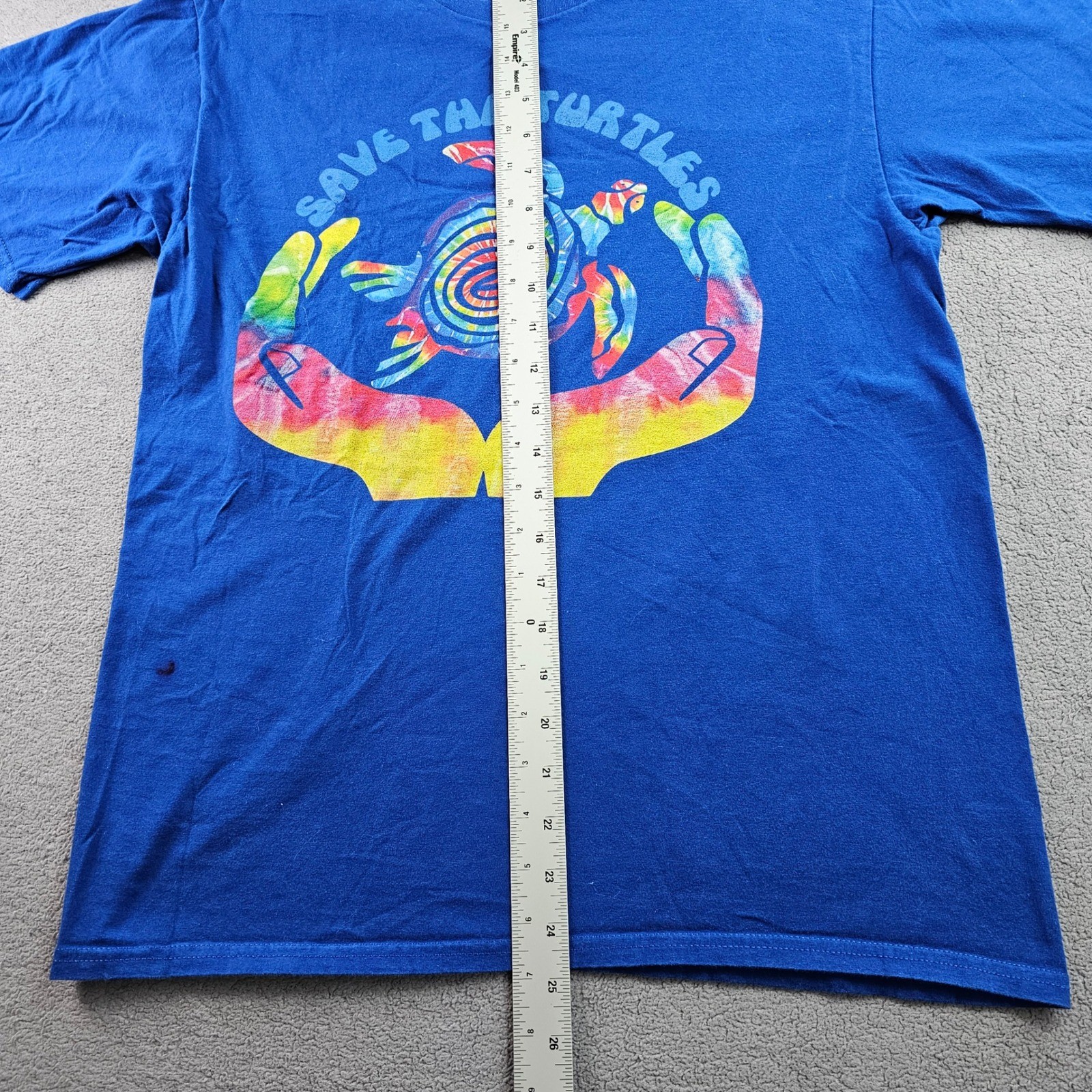 Port & Company T-Shirt Youth M Blue Save The Turtles Graphic Crew Neck Pullover