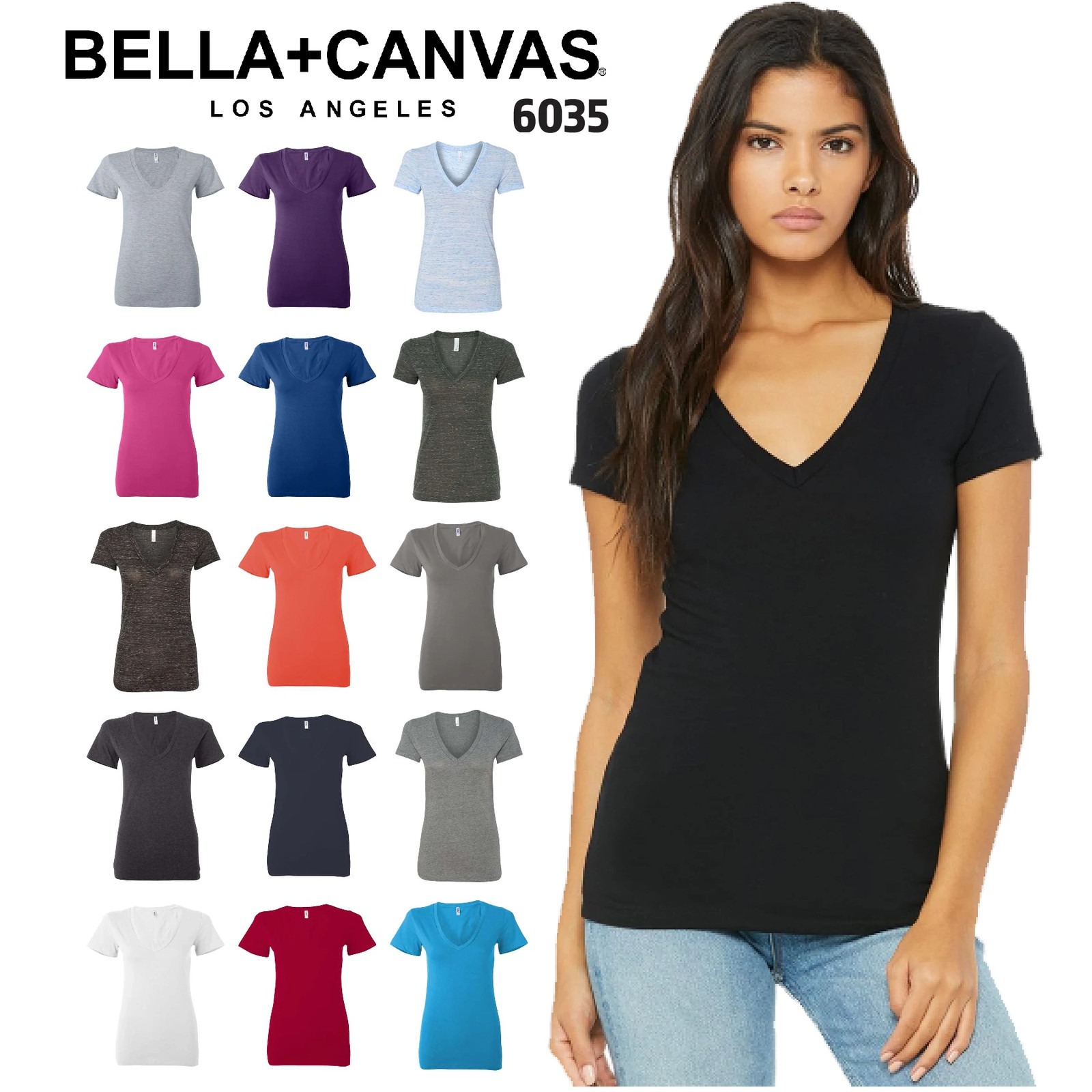 Bella + Canvas 6405 Ladies Relaxed Jersey V Neck T Shirt