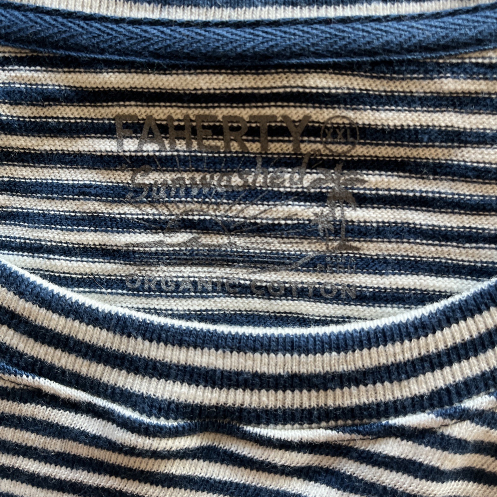 NWT Faherty Sz XXL Sunwashed Slub Muscle Tank Top Blue Stripe Organic Cotton