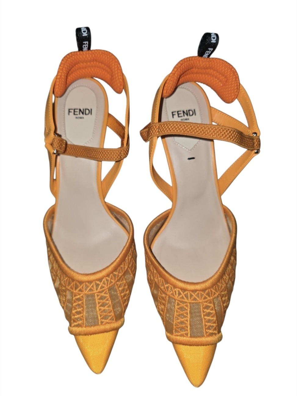 Fendi Colibrì Slingback Pump in a vibrant orange colorway EU 35 US 5