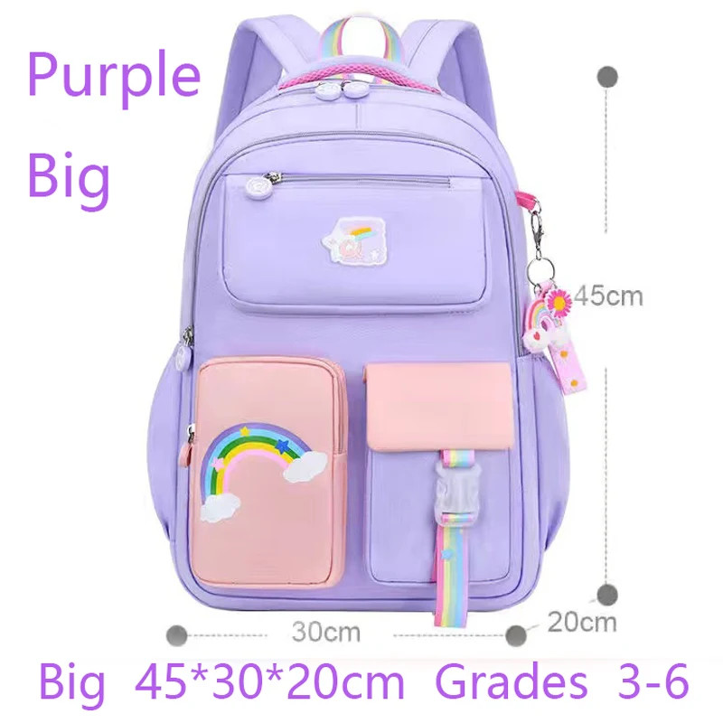 High Class Girls Backpack Macaron Color Block Rainbow Zipper Teen School Bag