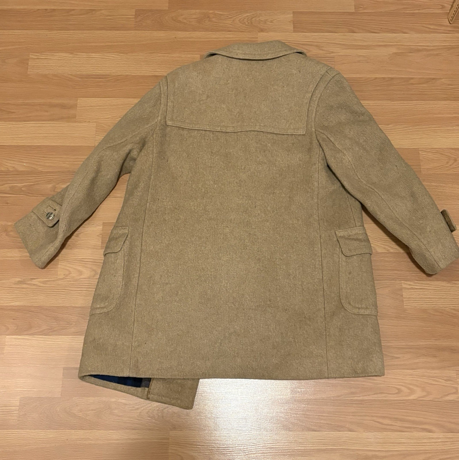 Vintage Lodenfrey Grey Wool Toggle Duffle Coat Plaid Lined West Germany Flaw