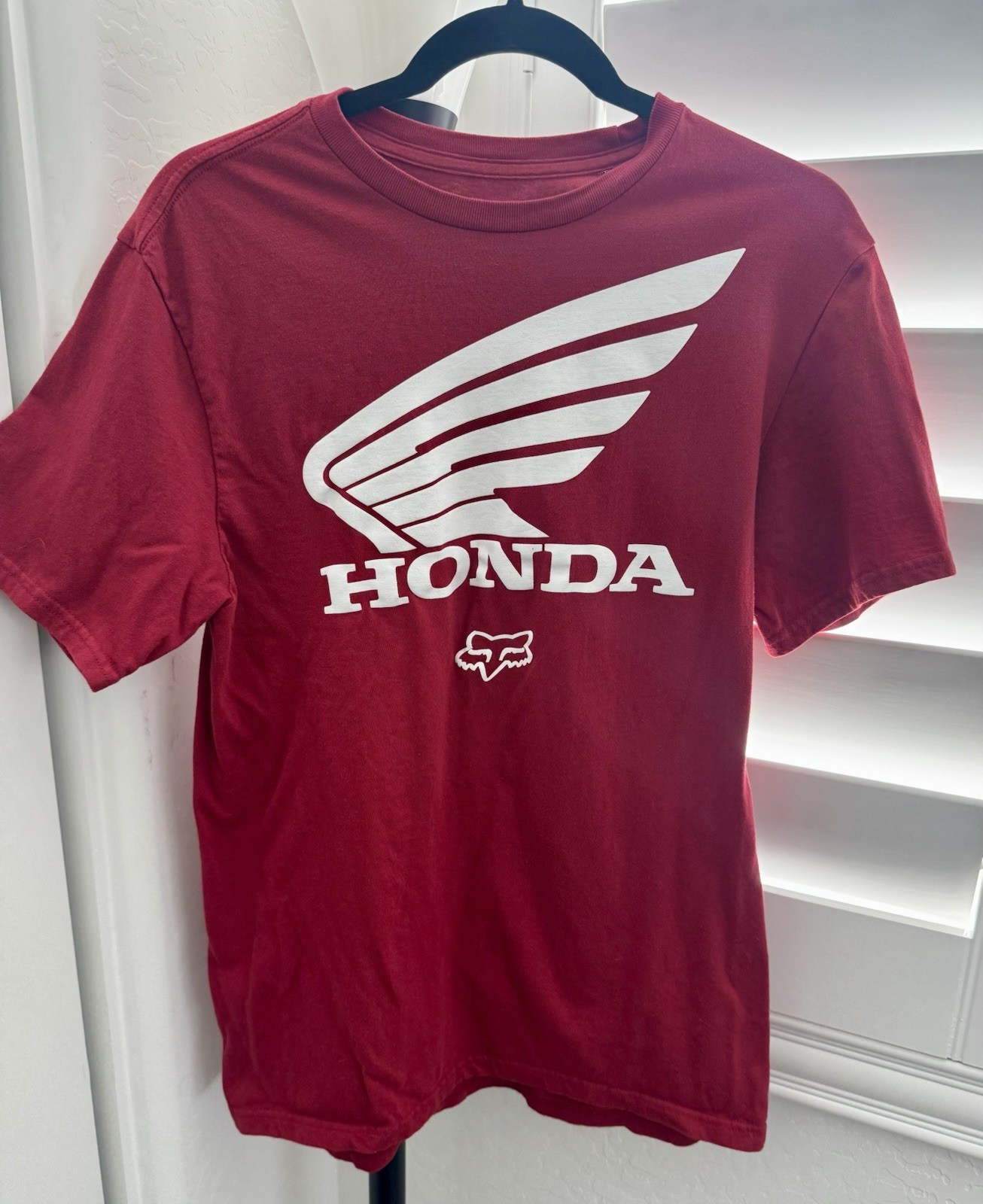 Fox Racing Honda Red Graphic Print Crew Neck Short Sleeve Cotton Knit T-Shirt M
