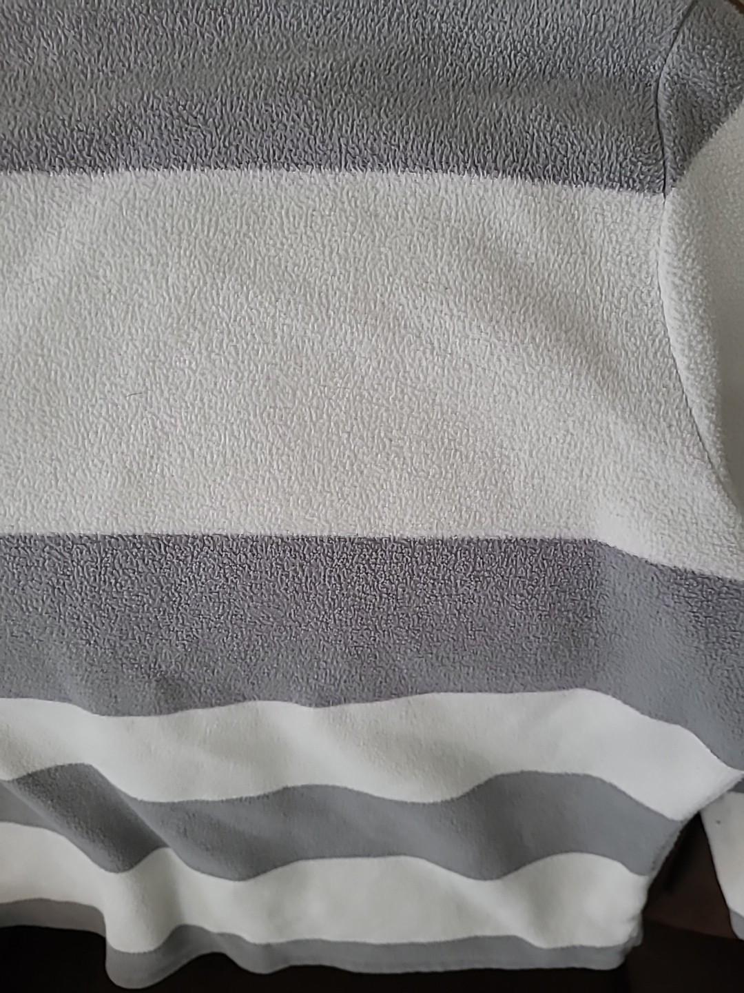 Talbots 1x Fleece Pullover Grey And White Sripes