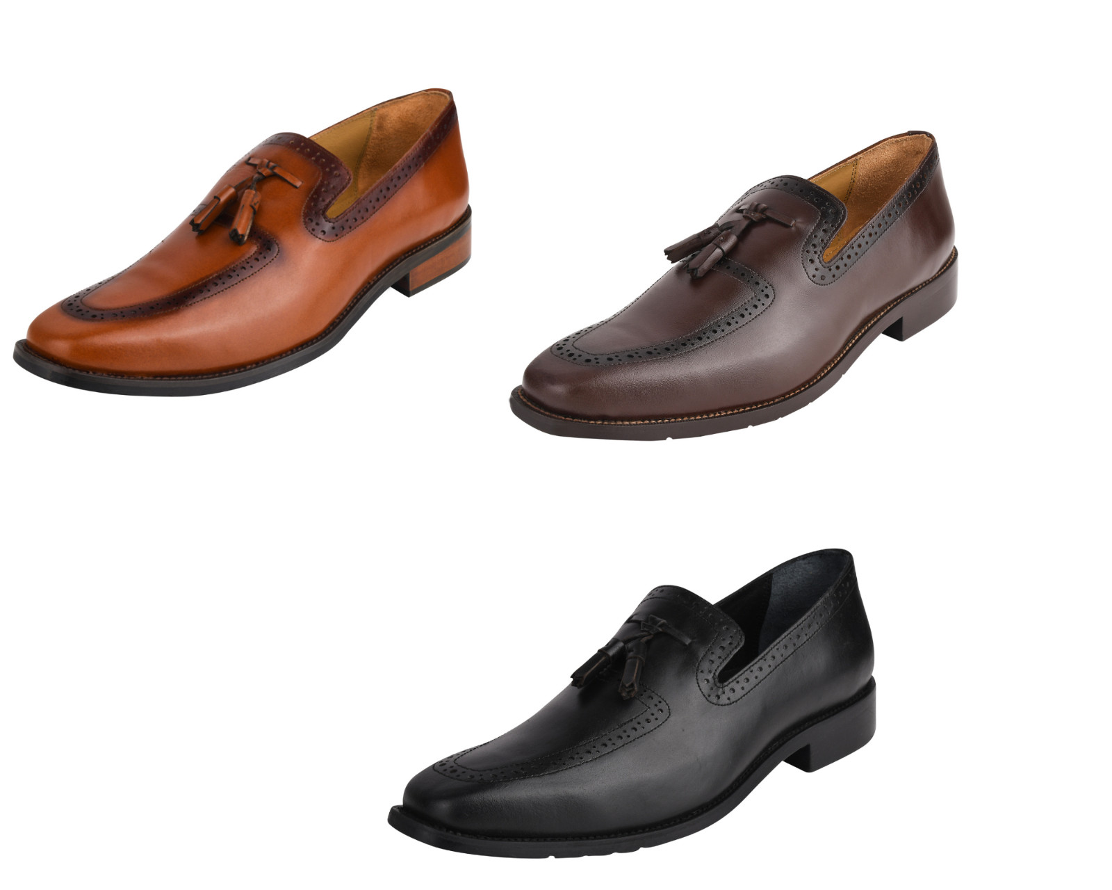LIBERTYZENO Mens Full grain Leather Tassels Loafers Formal Office Dress Shoes
