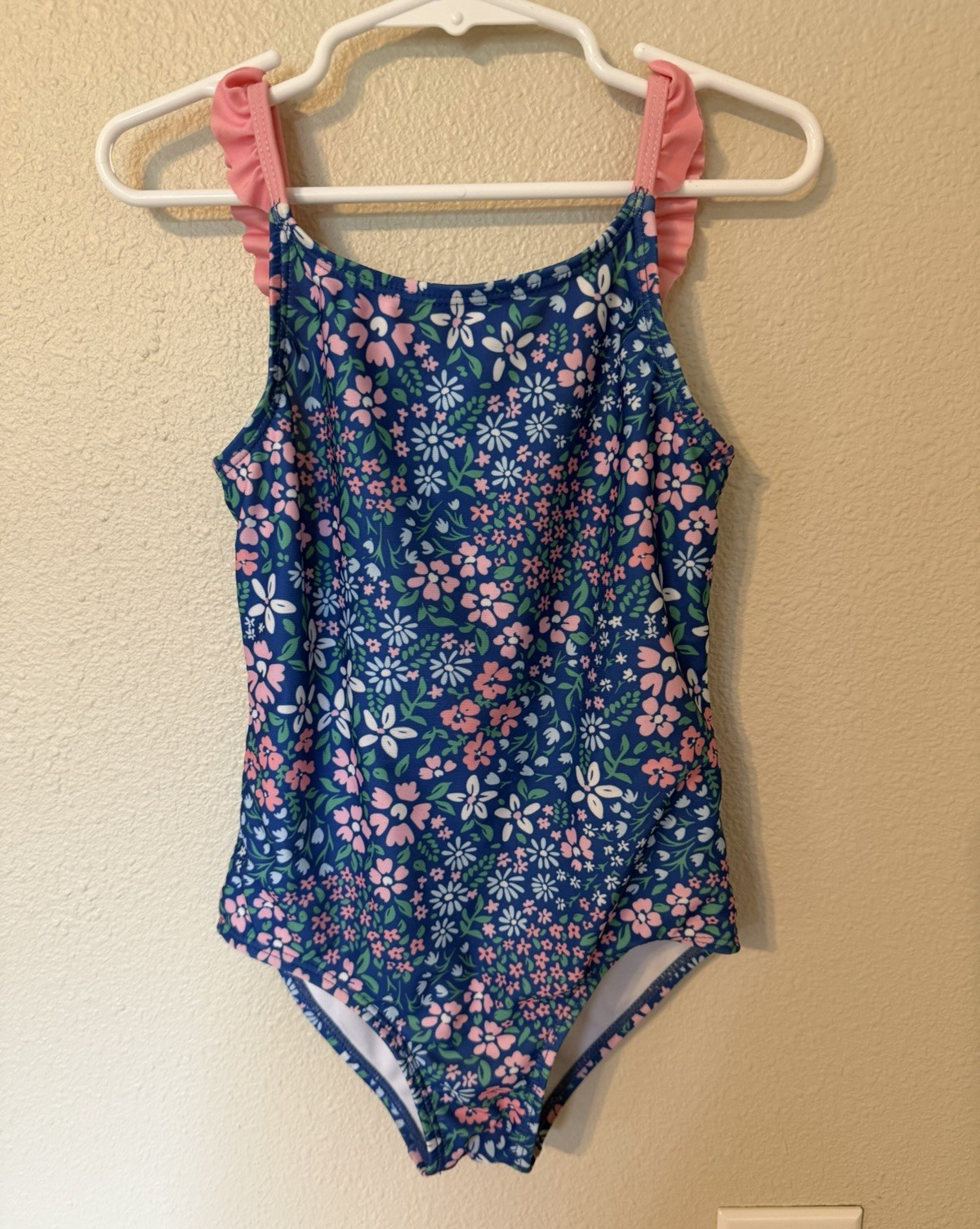 Wallflower Girl Girls One-Piece Swimsuit Size 6X Blue Pink Floral Flower