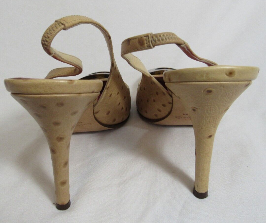 Kate Spade Brown Ostrich Slingback Heels Size 8.5 B EUC