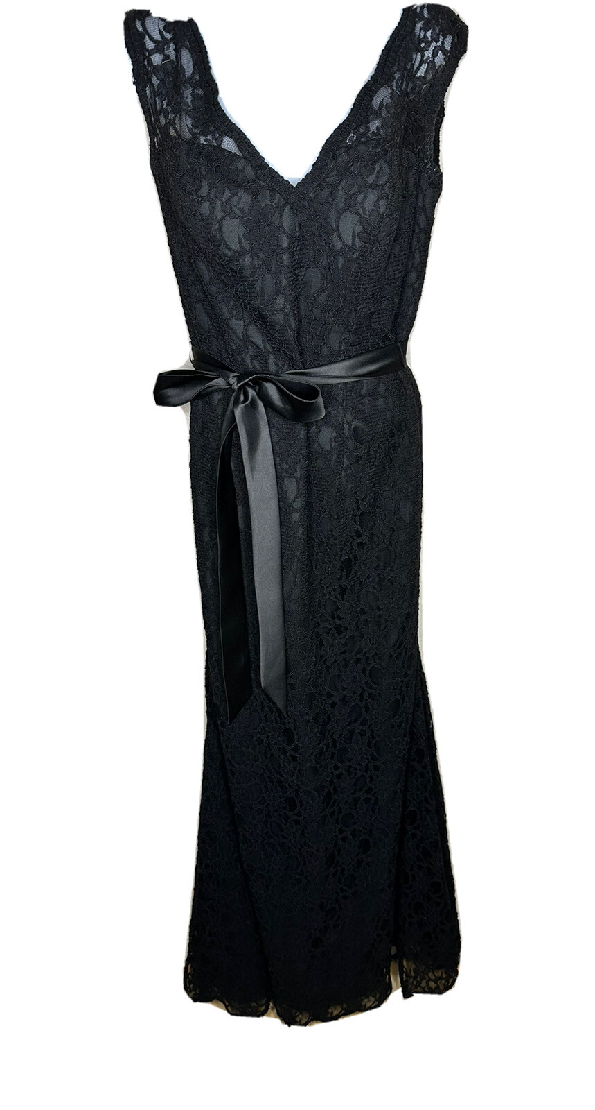 MORI LEE by MADELINE GARDNER black lace evening gown dress Bridesmaid 12 $225