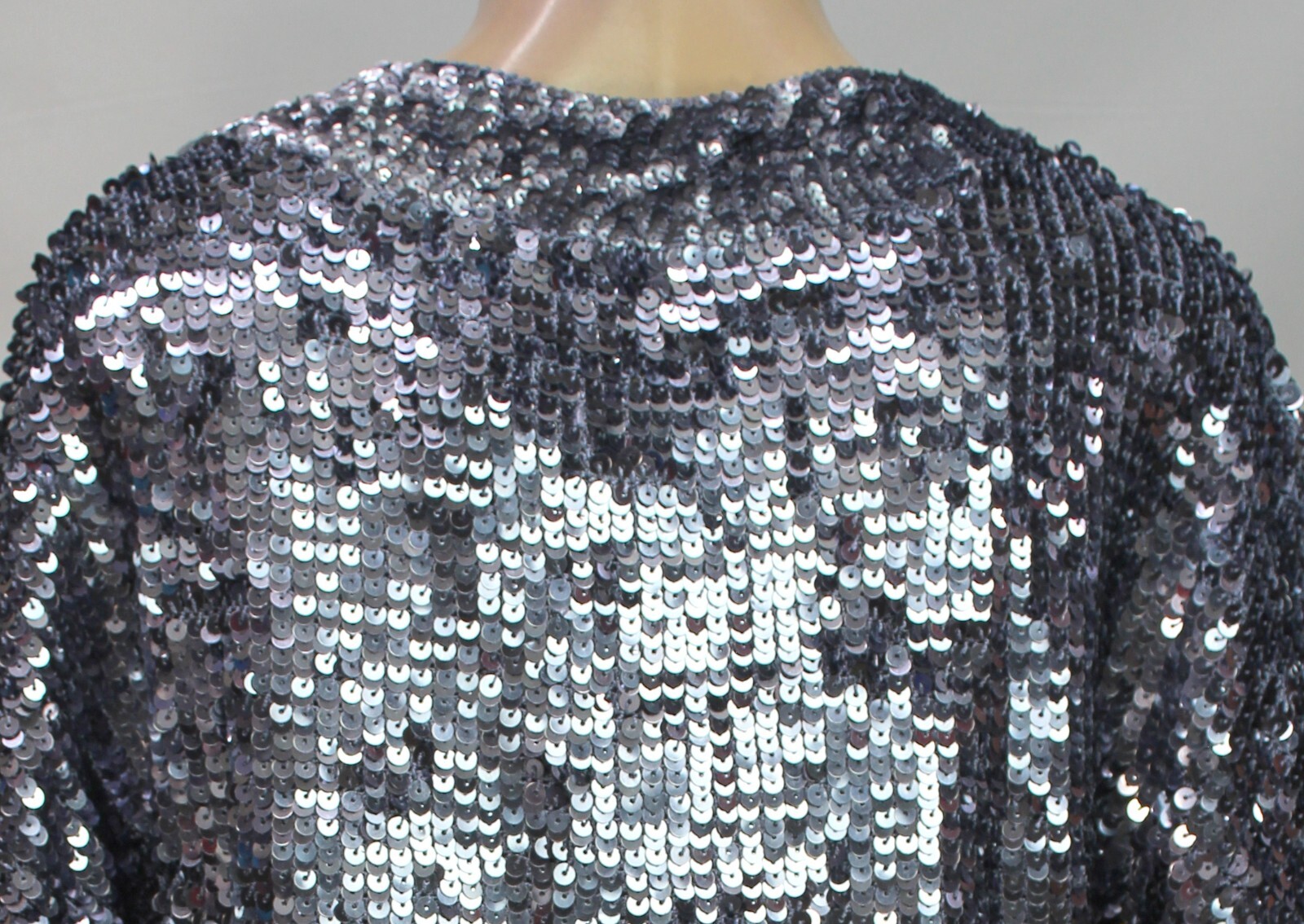 Kroshetta by Papillon Women’s Tie Up Shrug Short Sleeve Sequin Pewter Size L