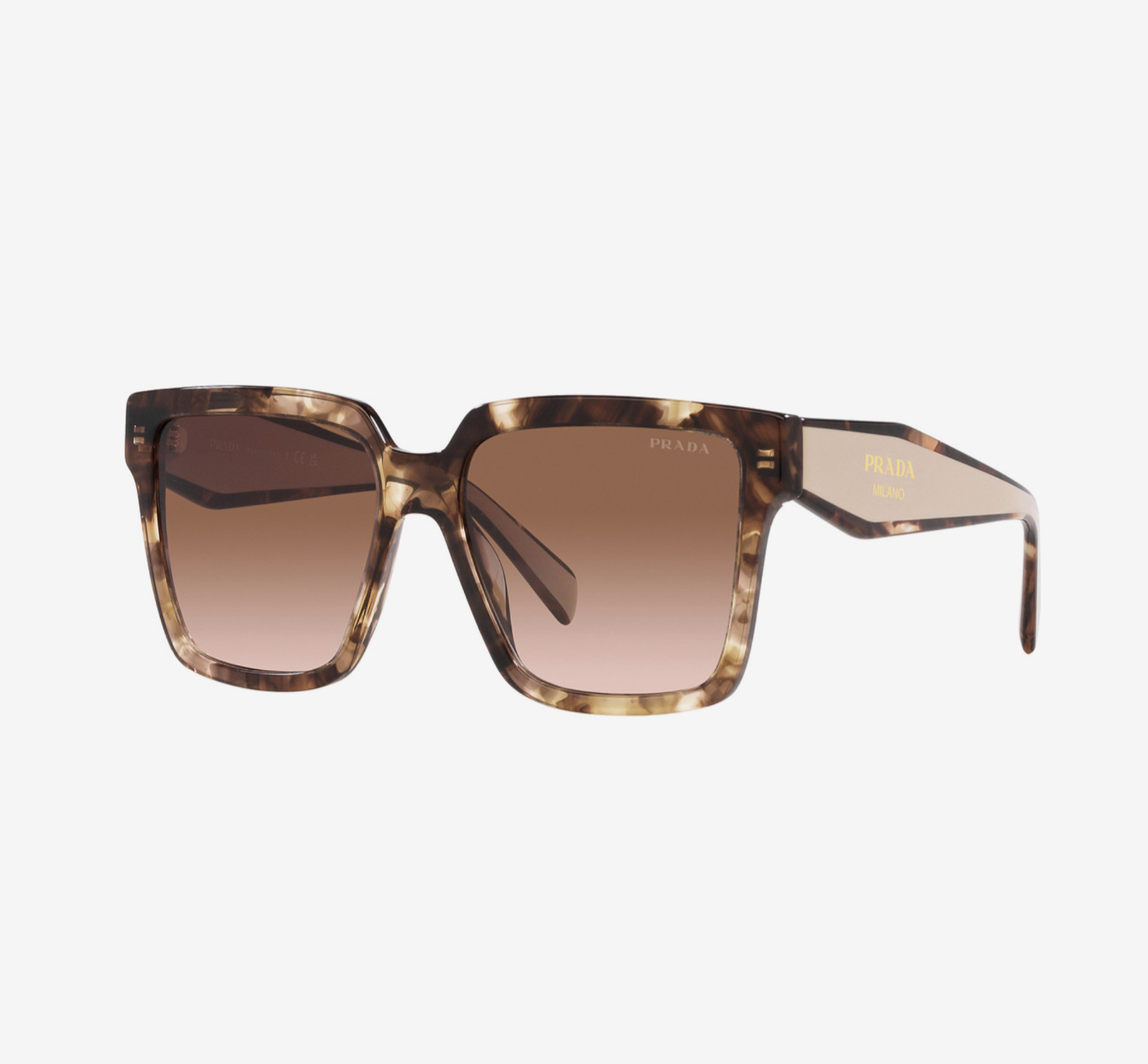 Prada PR24ZS 07R0A6 Square Sunglasses in Caramel and Tortoise/Brown Lens 100%