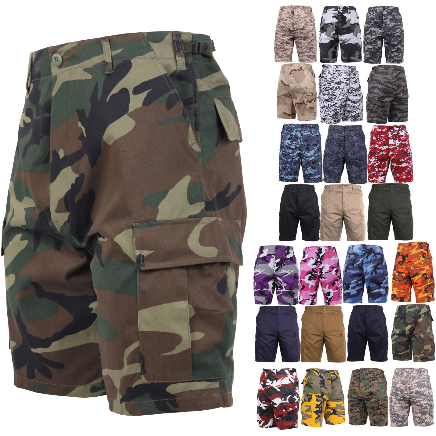Rothco Tactical BDU Shorts Military Camo Cargo Shorts Army Fatigues Uniform