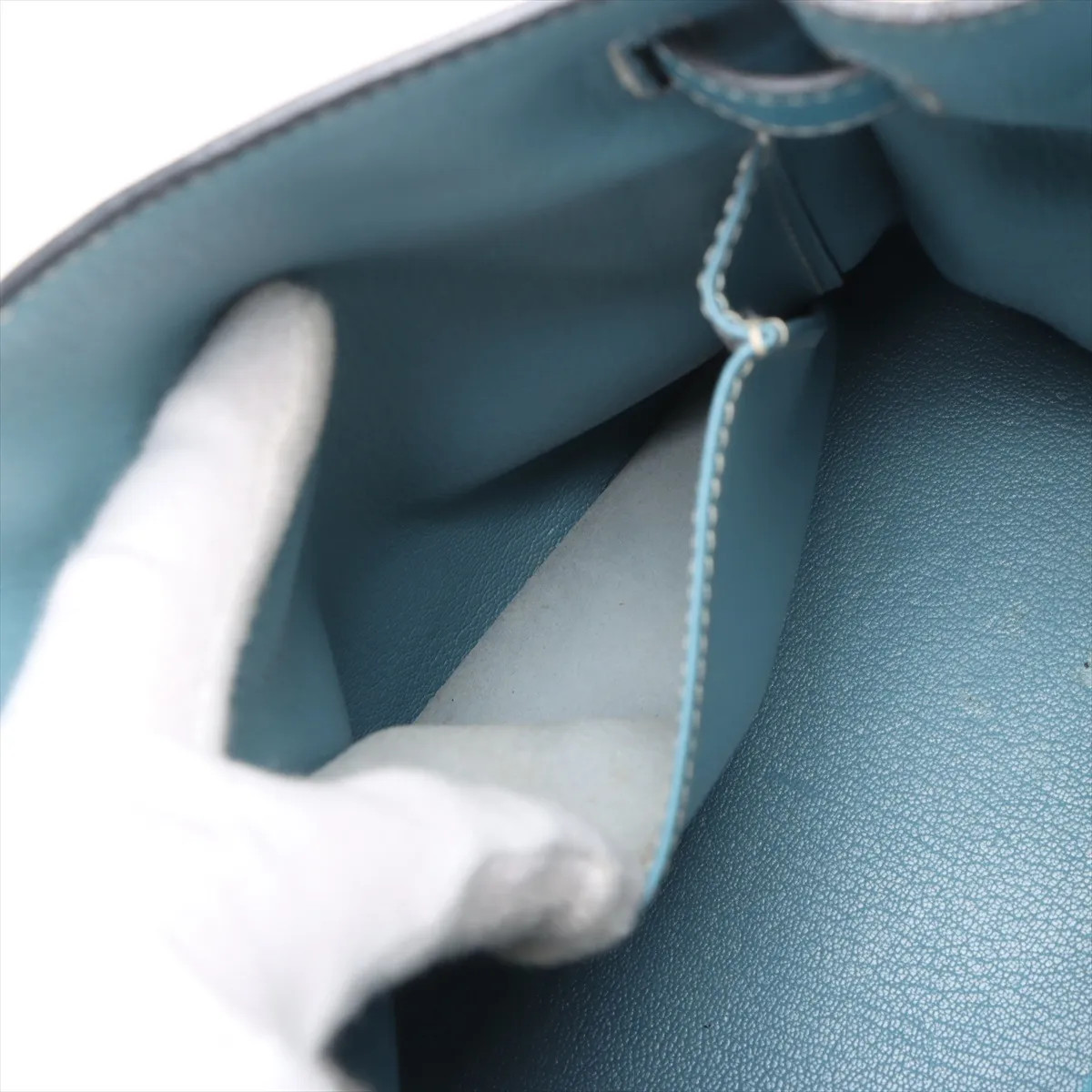 Hermès Kelly 32 Serie Togo Blue Jean Silver Metal Fittings □H: 2004