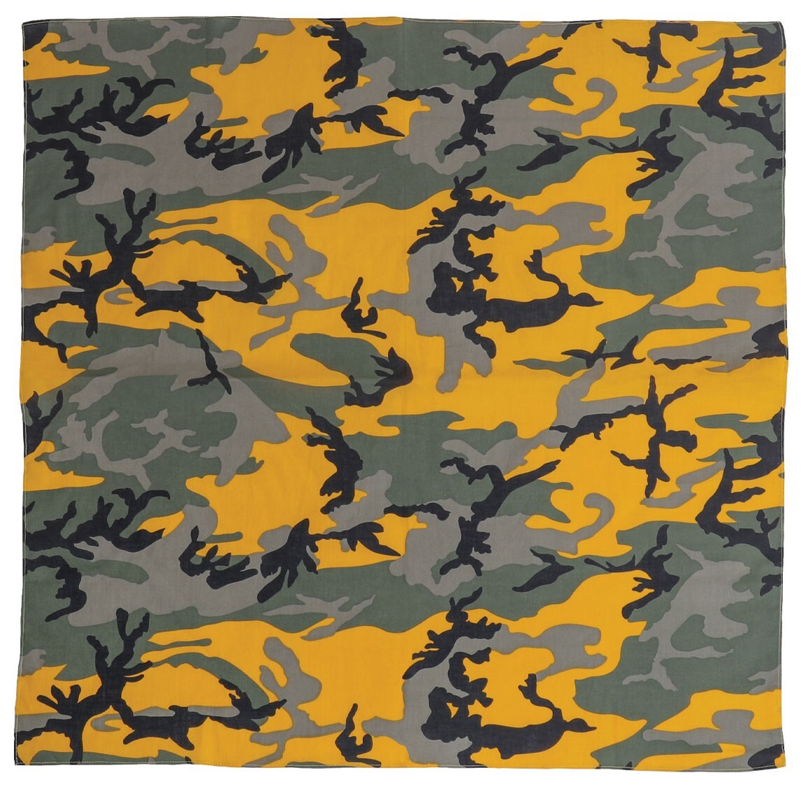 New Large Stinger Yellow Camo Military Jumbo Bandana 27 In. X 27 In 100% Cotton