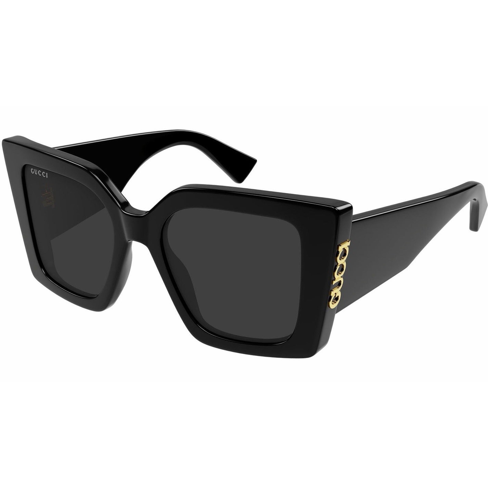 GUCCI GG2039S 001 Black Gold Grey Gradient Lens Women Sunglasses Large AUTHENTIC