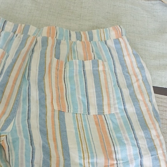 Briggs Women’s Size XL Blue Orange White Stripe&Green Linen Blend Shorts 2 pair