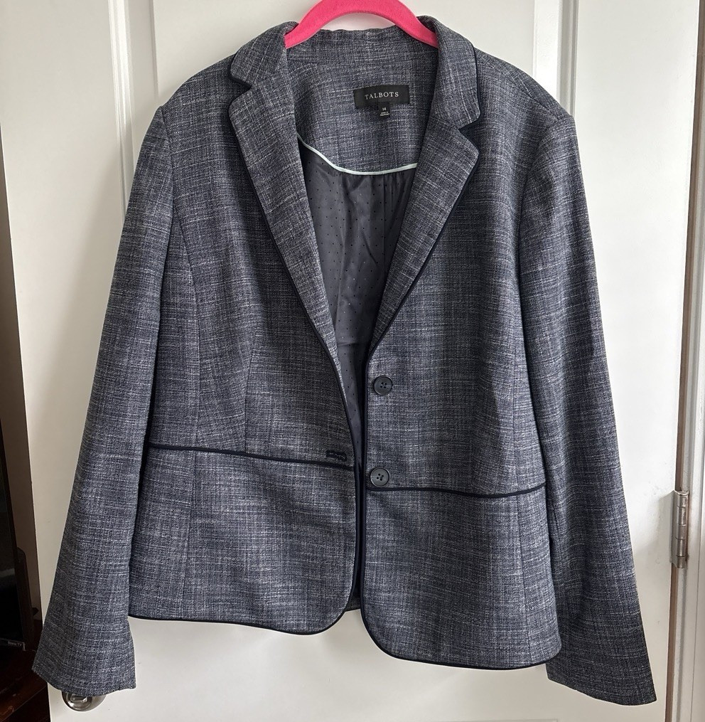 Talbots Women’s Blue Jacket Button Front Lined Long Sleeve Classic Fit 14