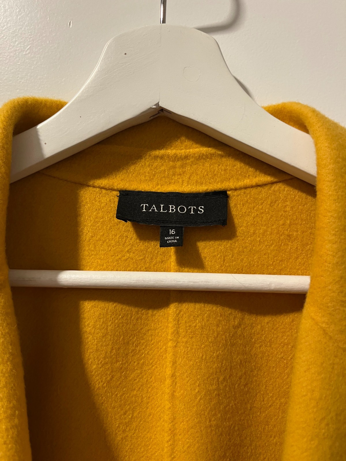 Talbots Mustard Gold Boiled Wool Blend Open Front Jacket Blazer Women’s XL
