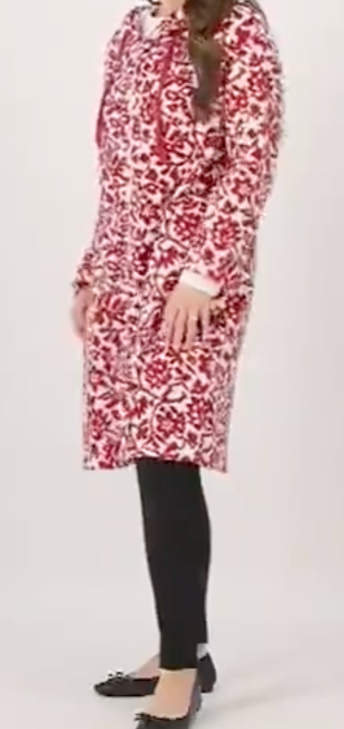 Stan Herman Women’s Plush Hooded Full Zip Lounger Robe Rose Pink Small