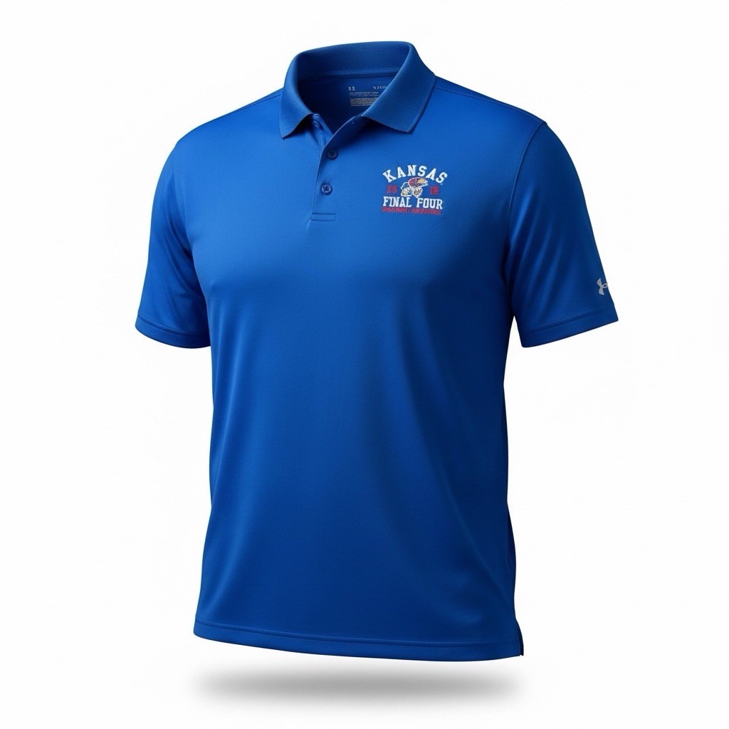 Under Armour Kansas Jayhawks 2018 Final Four Men’s Polo Shirt Royal Blue LG