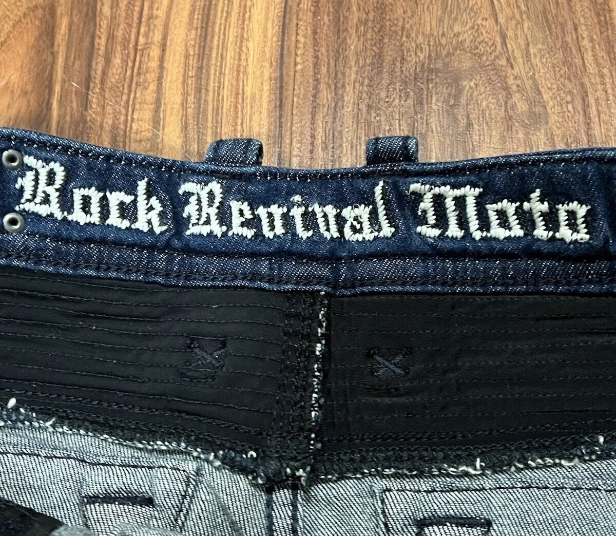 Rock Revival Moto Distressed Rip Zipper Vaclar Jeans RR Motorcycle Biker 32×31