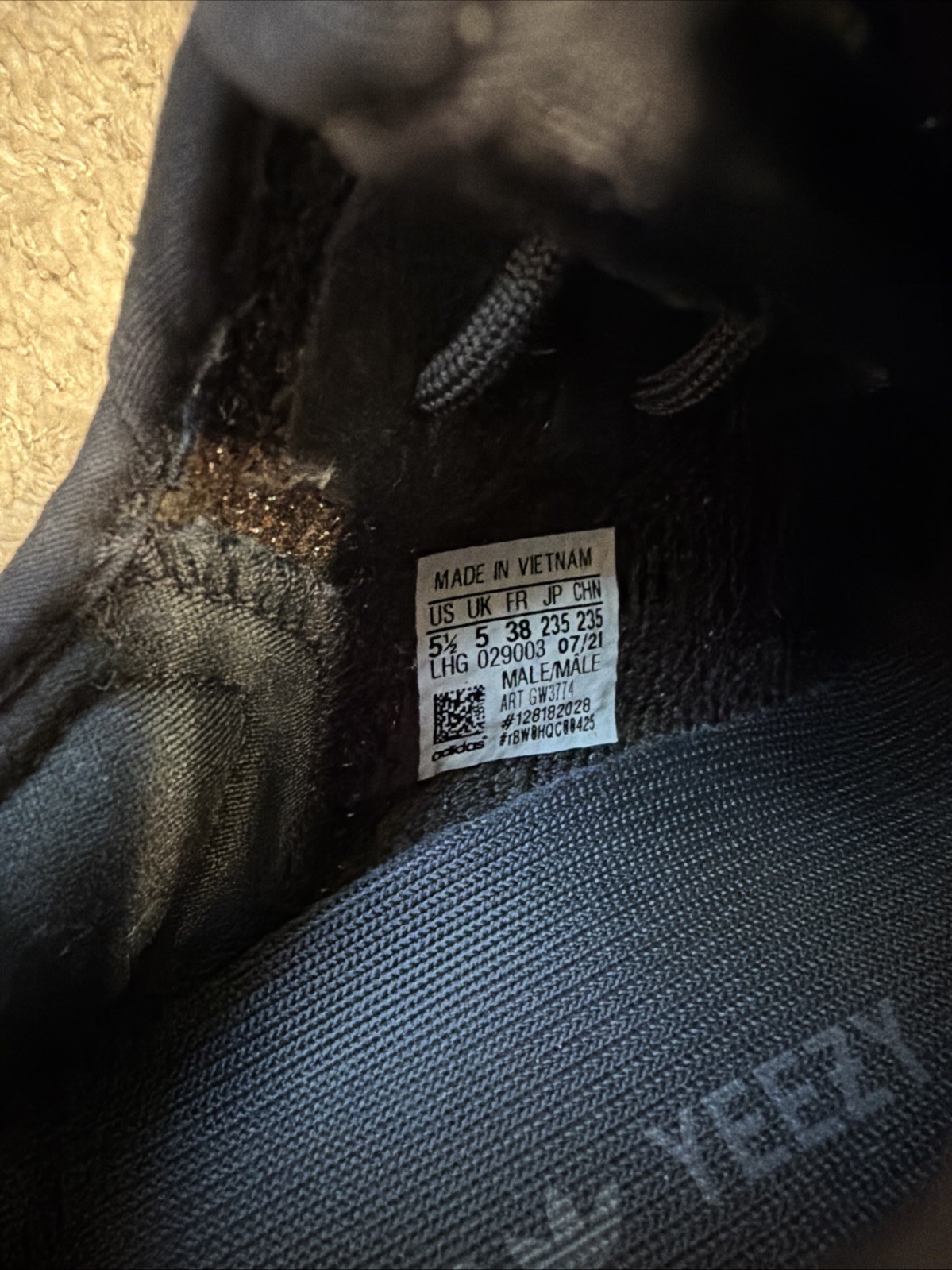 Adidas Yeezy Boost 350 V2 Black/Gray Size 5.5