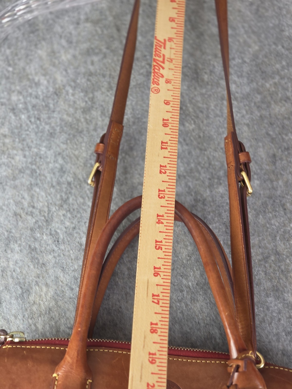 DOONEY & BOURKE Vintage All Weather Red Pebbled & Brown Leather Satchel Purse