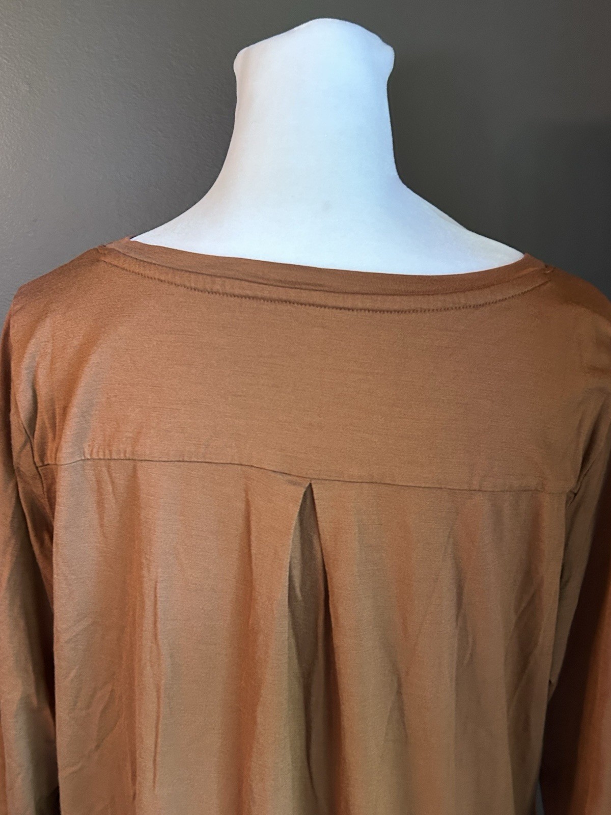 Wool& Wooland Rowena Merino Wool Blend V-neck Swing Dress Large Long Terracotta