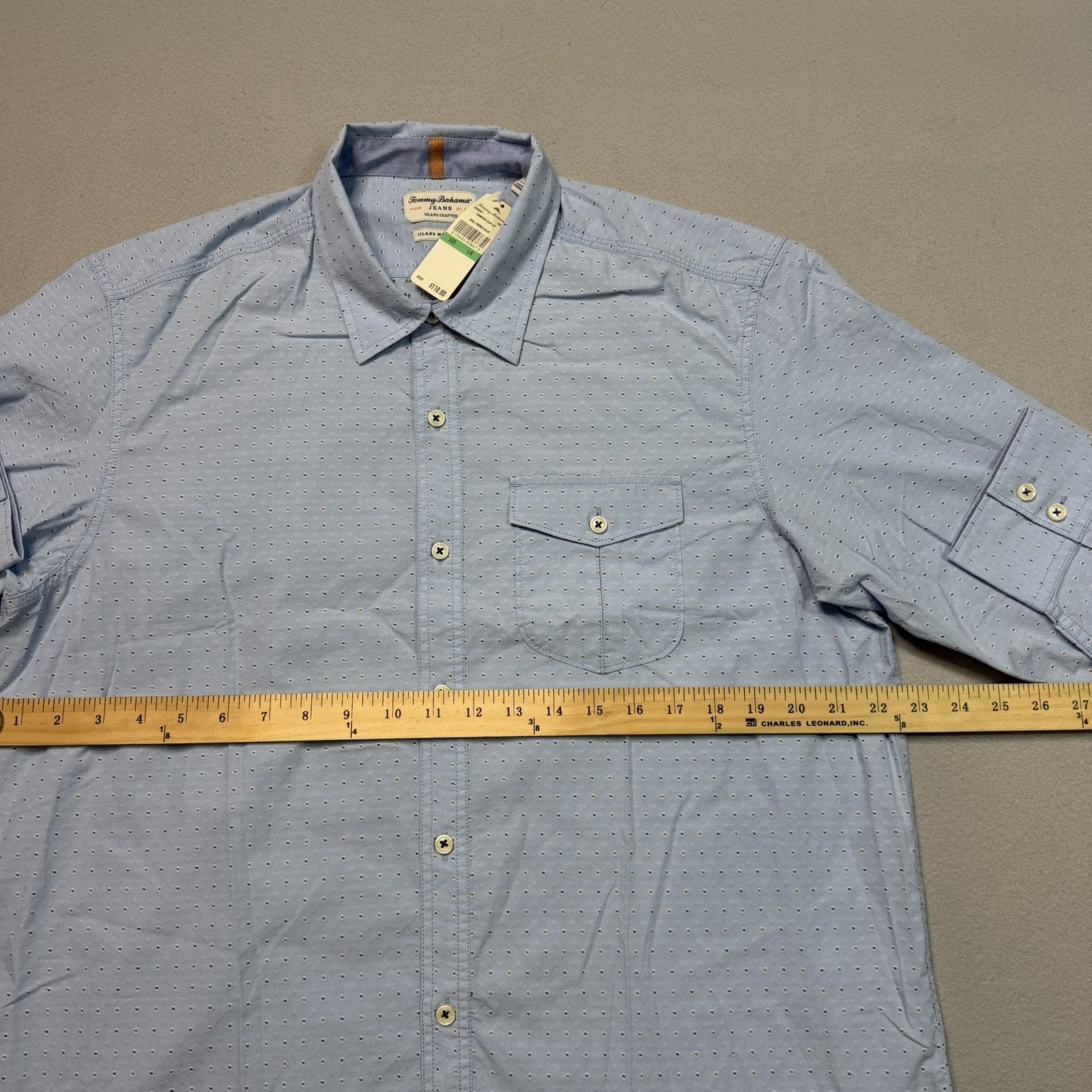 Tommy Bahama Jeans Shirt Size Large Island Crafted Modern Fit Beach Button down