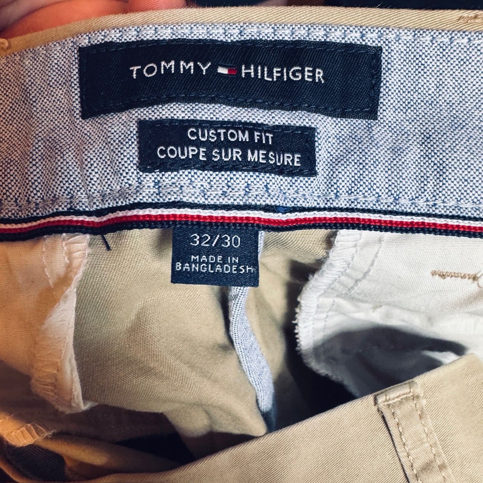 Tommy Hilfiger Men’s Lot Of 2 Chino Pants, Khaki And Blue Both 32w X 30l