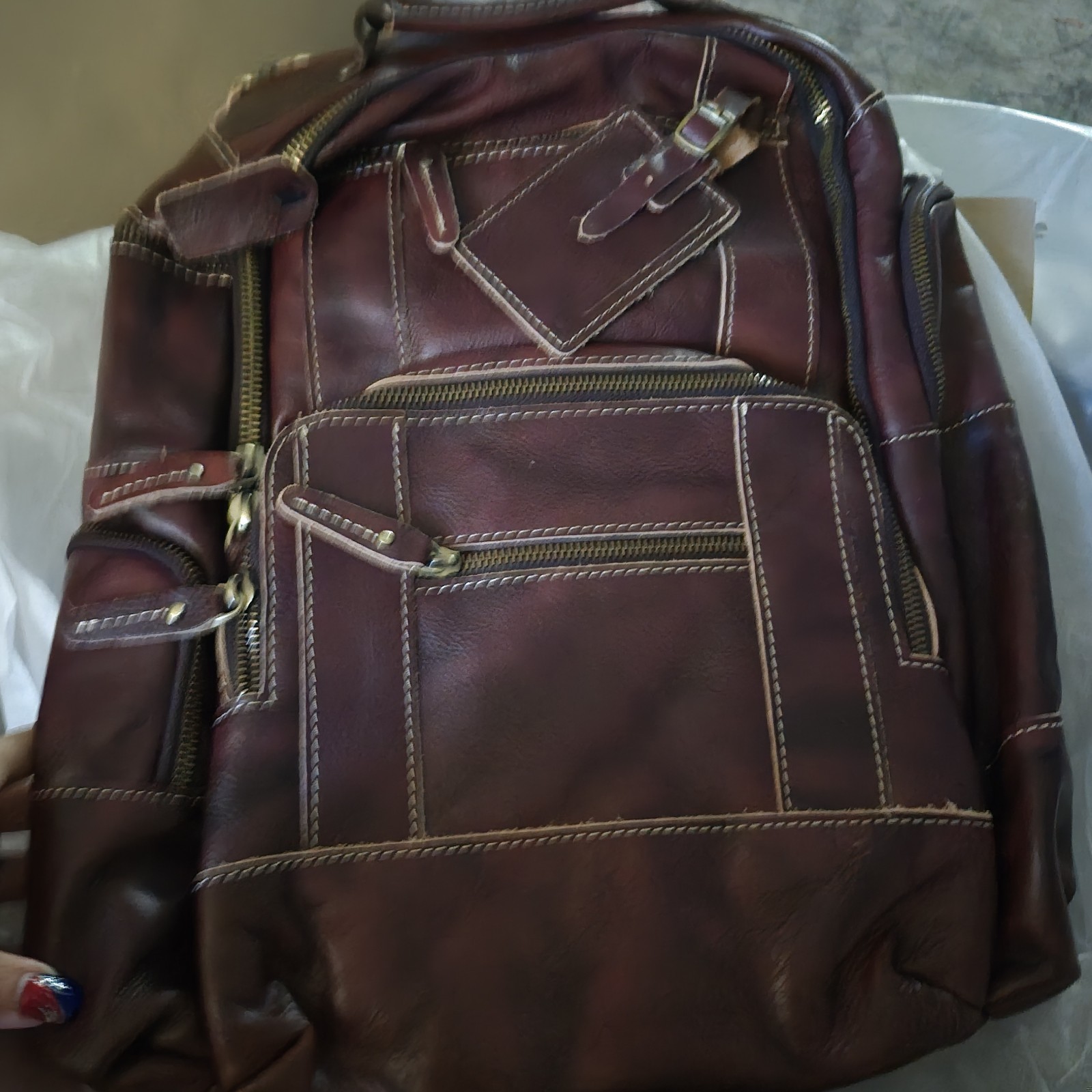 Lannsyne Full Grain Leather Backpack