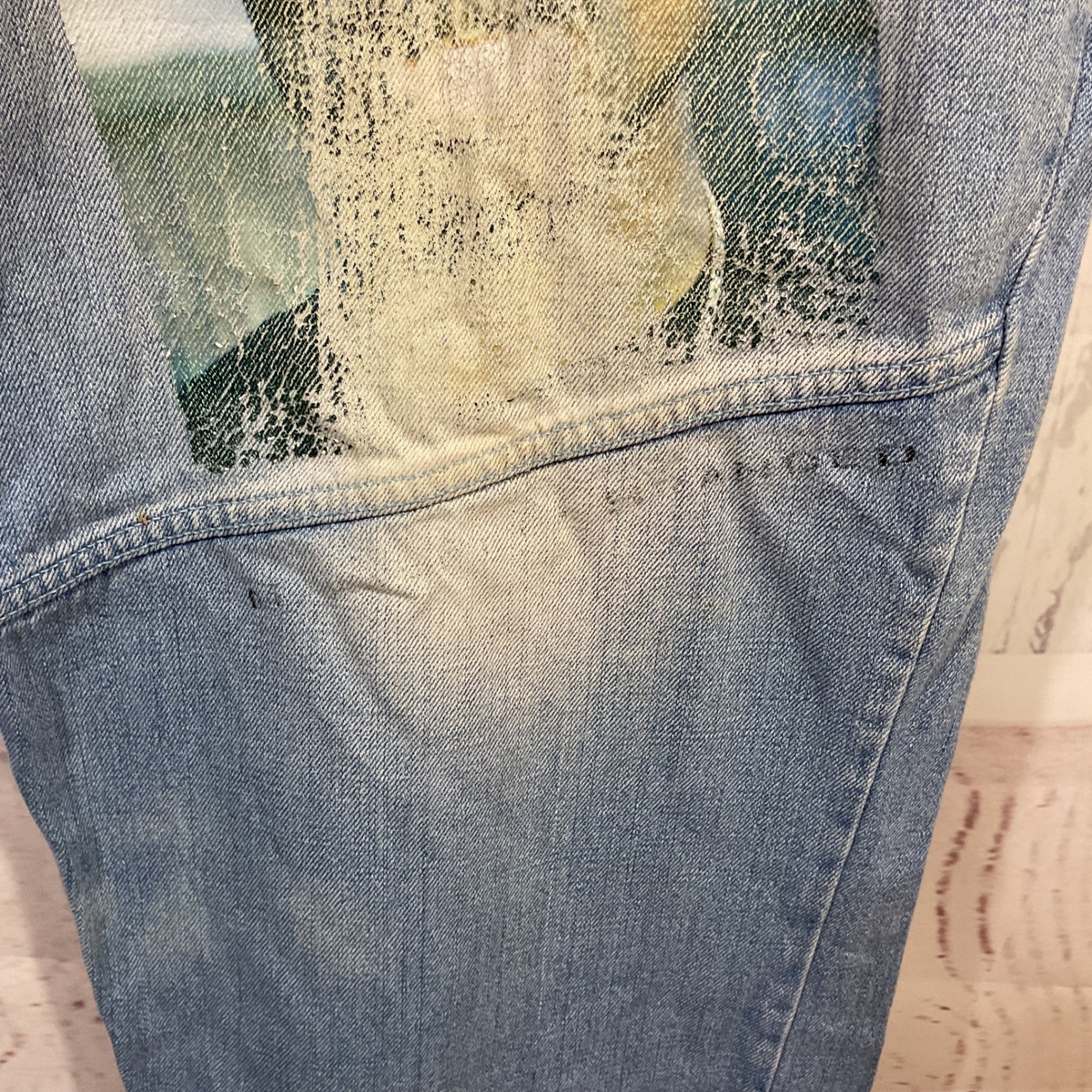 Tupac Makaveli Jeans 42×34 Baggy Denim Fade Graphic Hip Hop Y2K Grunge Rap 90s