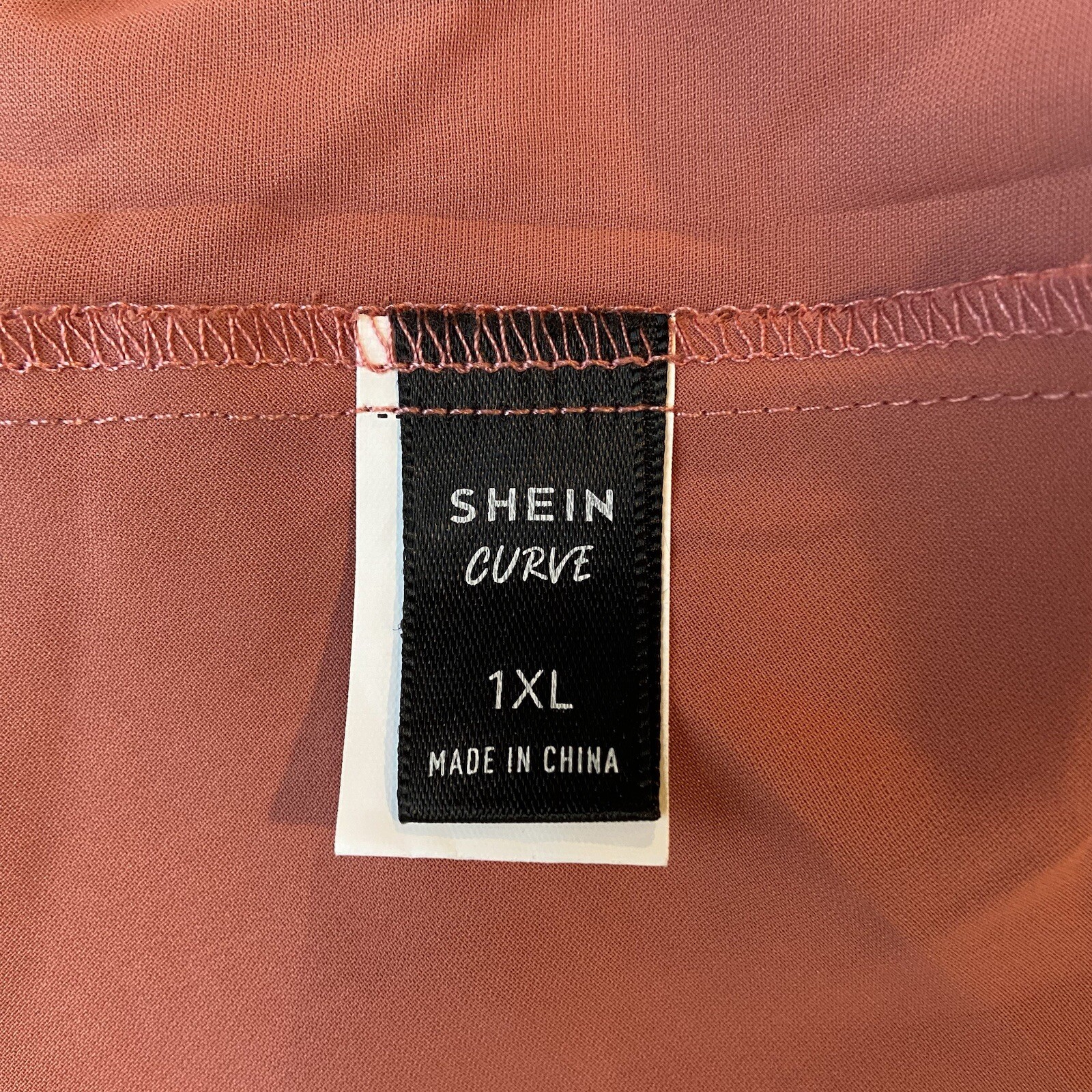 Shein Curve Cinched Waist Ruffled Blouse Top 1XL Dusty Rose Pink V Neck Light