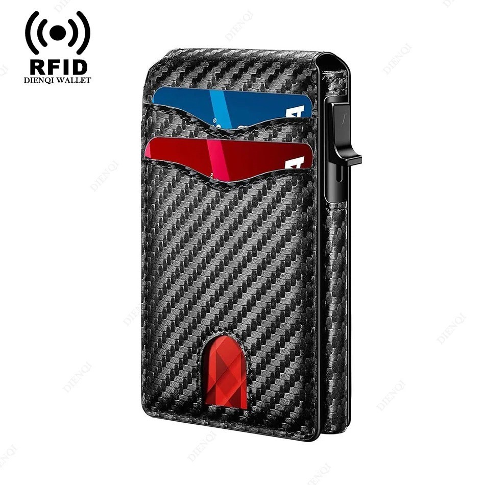 RFID Blocking Smart Men Wallet Carbon Fiber Credit Card Holder Minimalist
