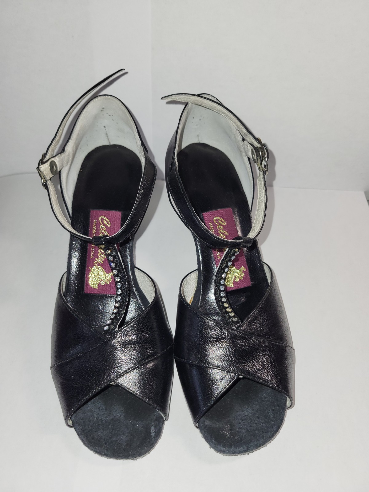 Celebrity Ballroom Latin Dance Shoes Donna Size 5.5 Black Genuine Leather USA
