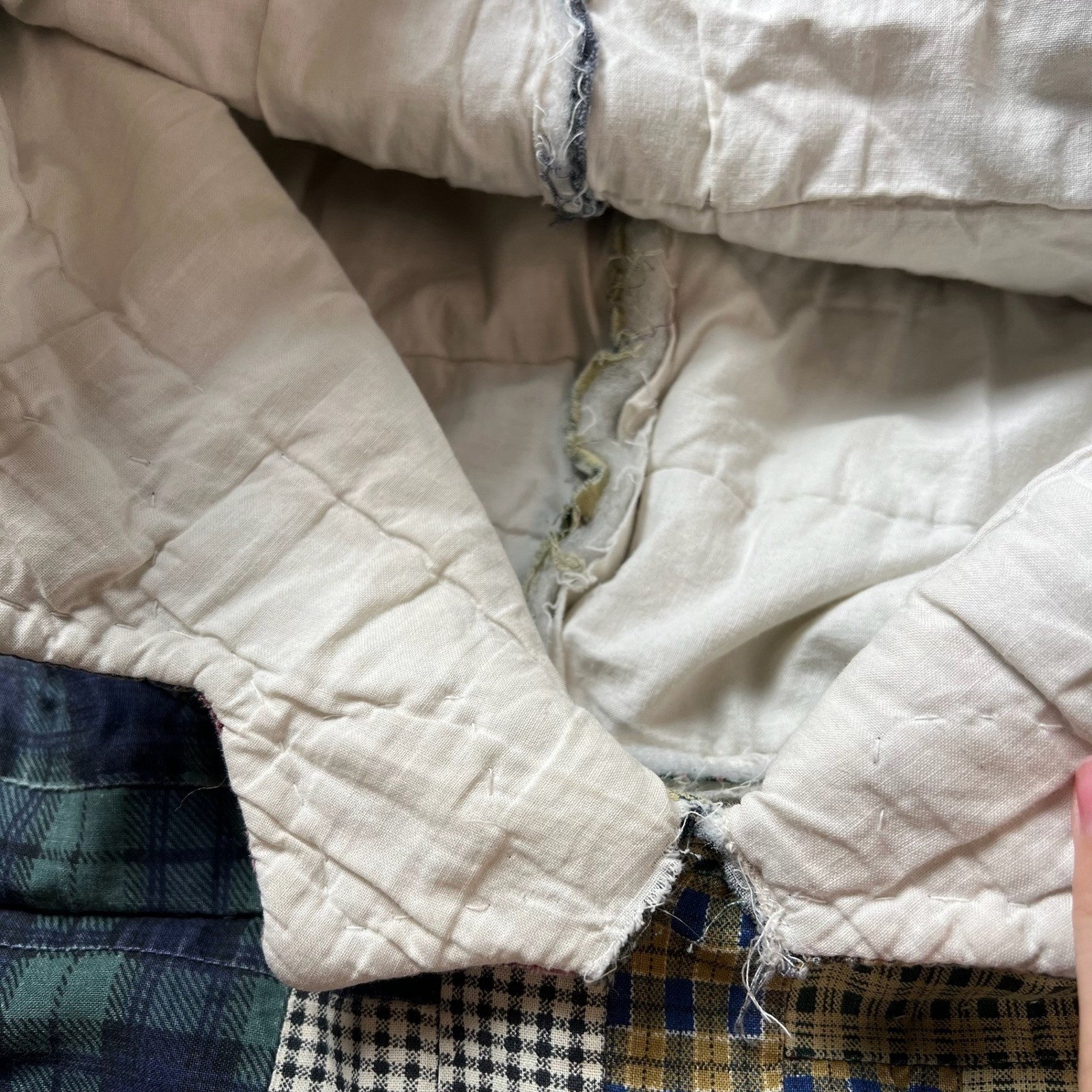 Unbranded Patchwork Quilt Hoodie Unisex XL Multi Plaid Log Cabin Boho Vintage