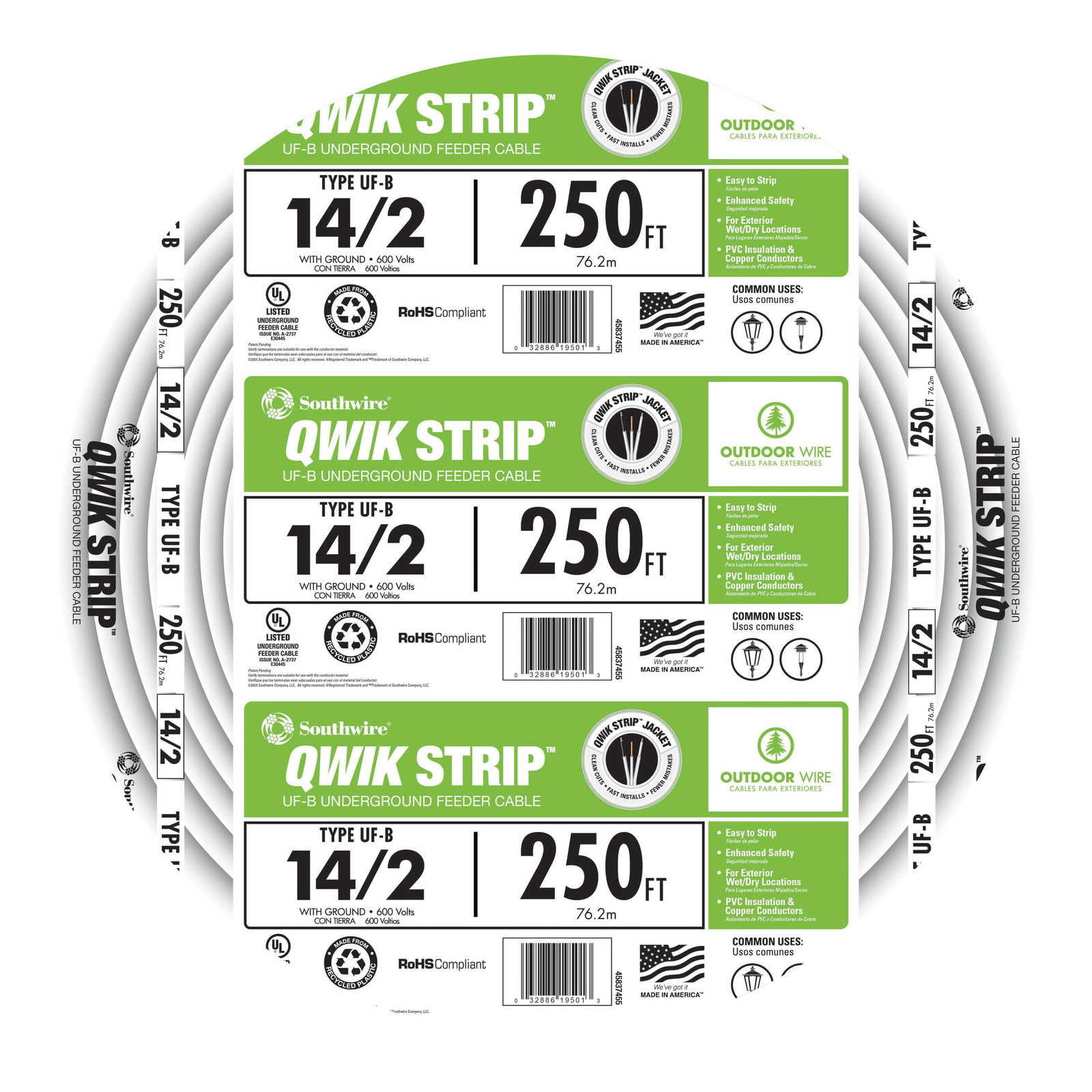 Southwire 250-ft 14 / 2 Qwik Strip UF-B Wire ( By-the-roll )|12909