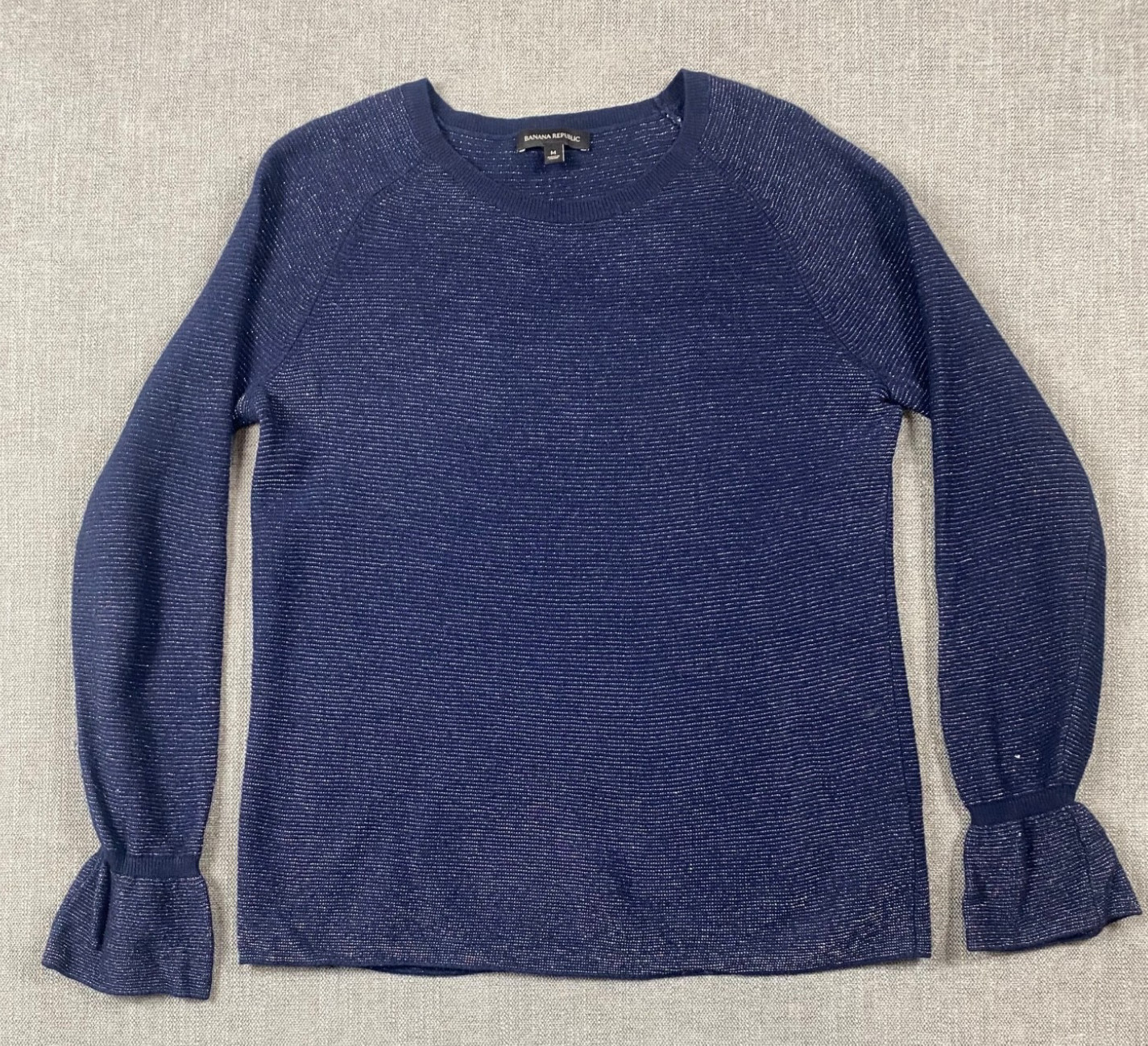 Banana Republic Blue With silver Shimmer Womens M Sweater Flare Cuff