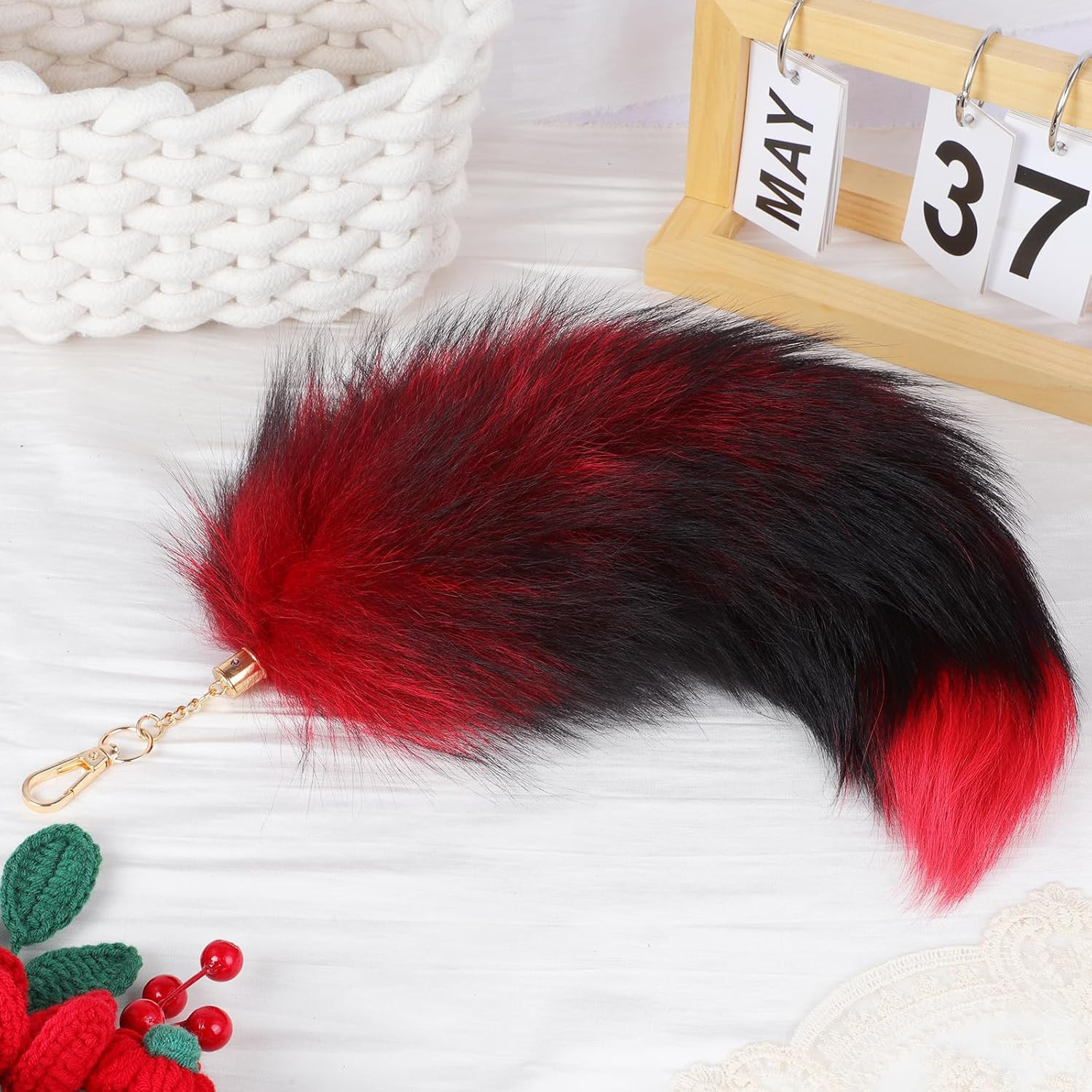 Fluffy Real Fox Fur Tail Keychain Tassel Bag Cosplay toy Handbag Accessory hook