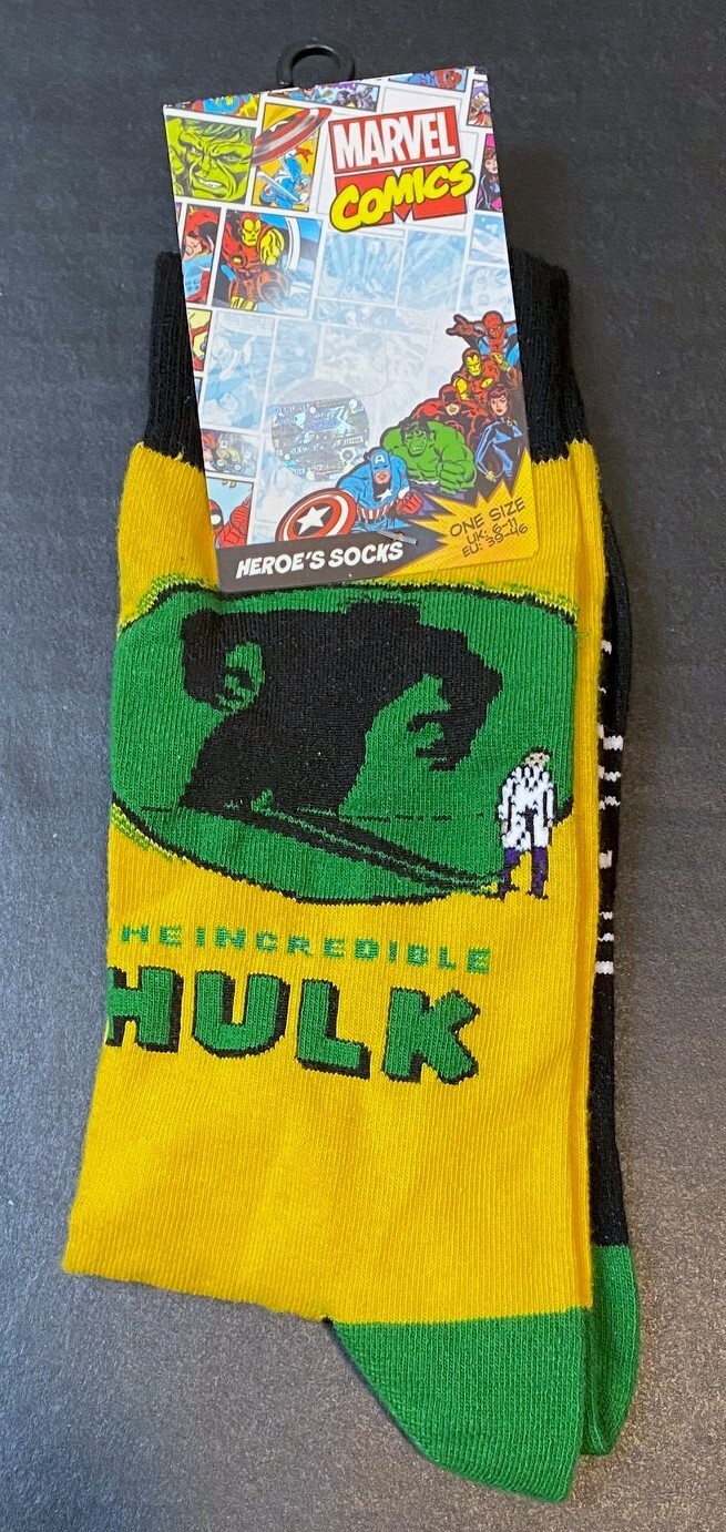 Marvel Comics Adult Incredible Hulk Crew Socks, US 7-12; EU 39-46