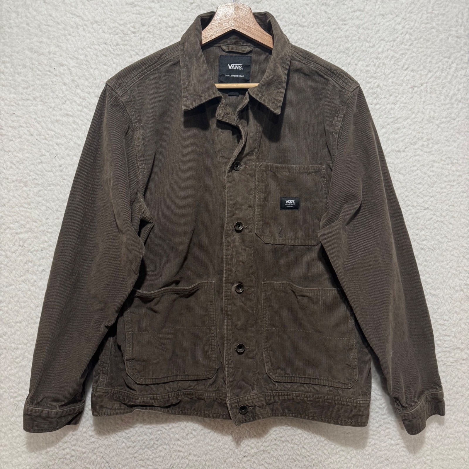 Vans Drill Chore Coat Mens Medium Brown Corduroy Button Up Jacket