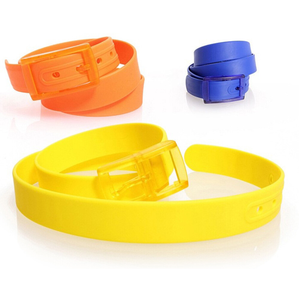 Adjustable Cut to Fit Rubber Plastic Jelly Silicone Casual Belt With Buckle