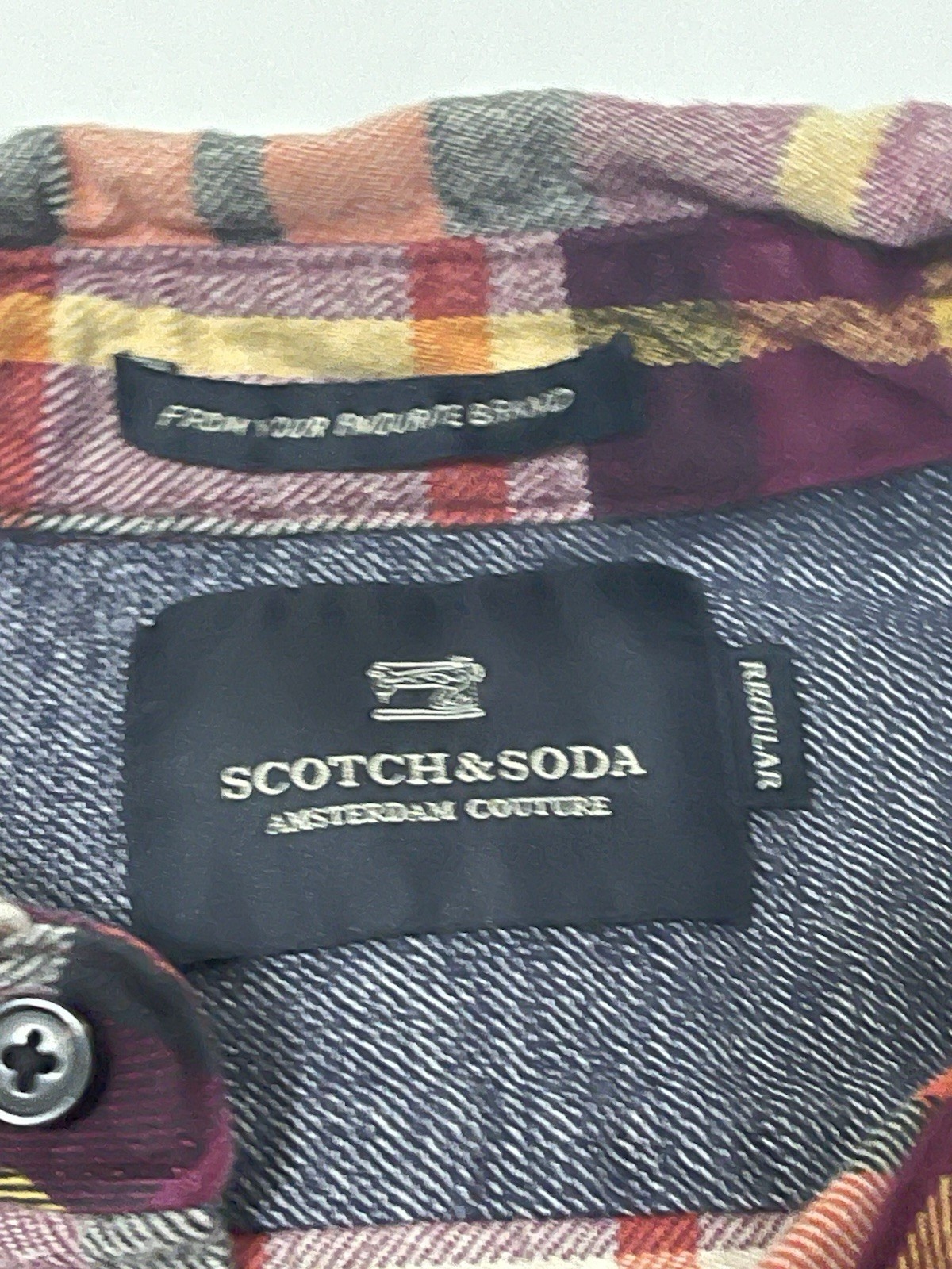 SCOTCH & SODA Flannel Check Regular Shirt Casual Formal Men Size M