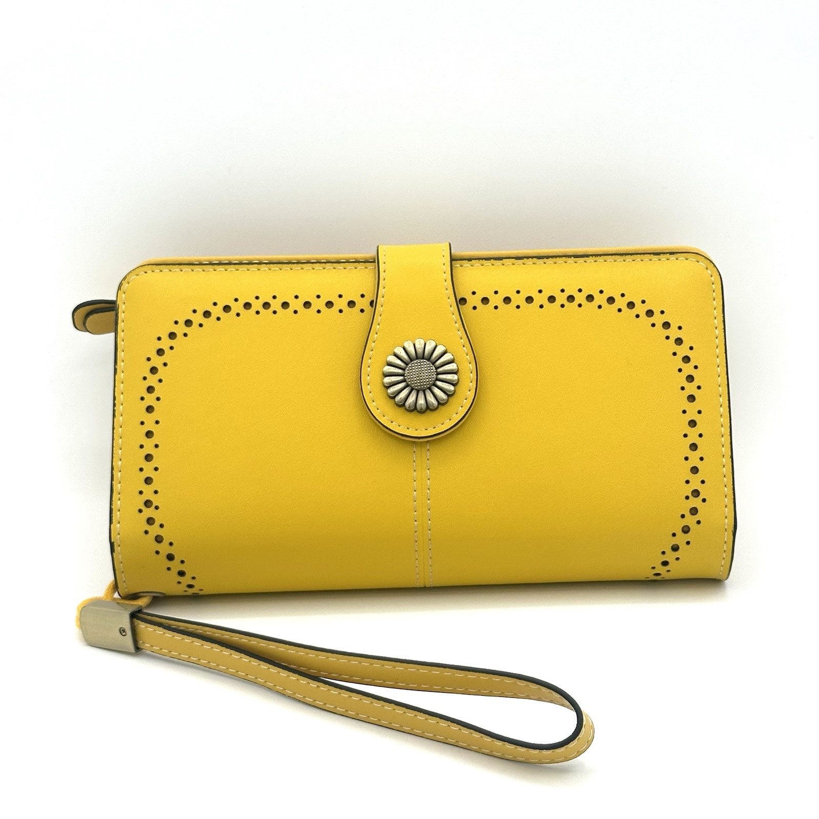 Yellow Sendefn Wallet Holds 26 Cards With Strap Zipper Pouch Cash Slots