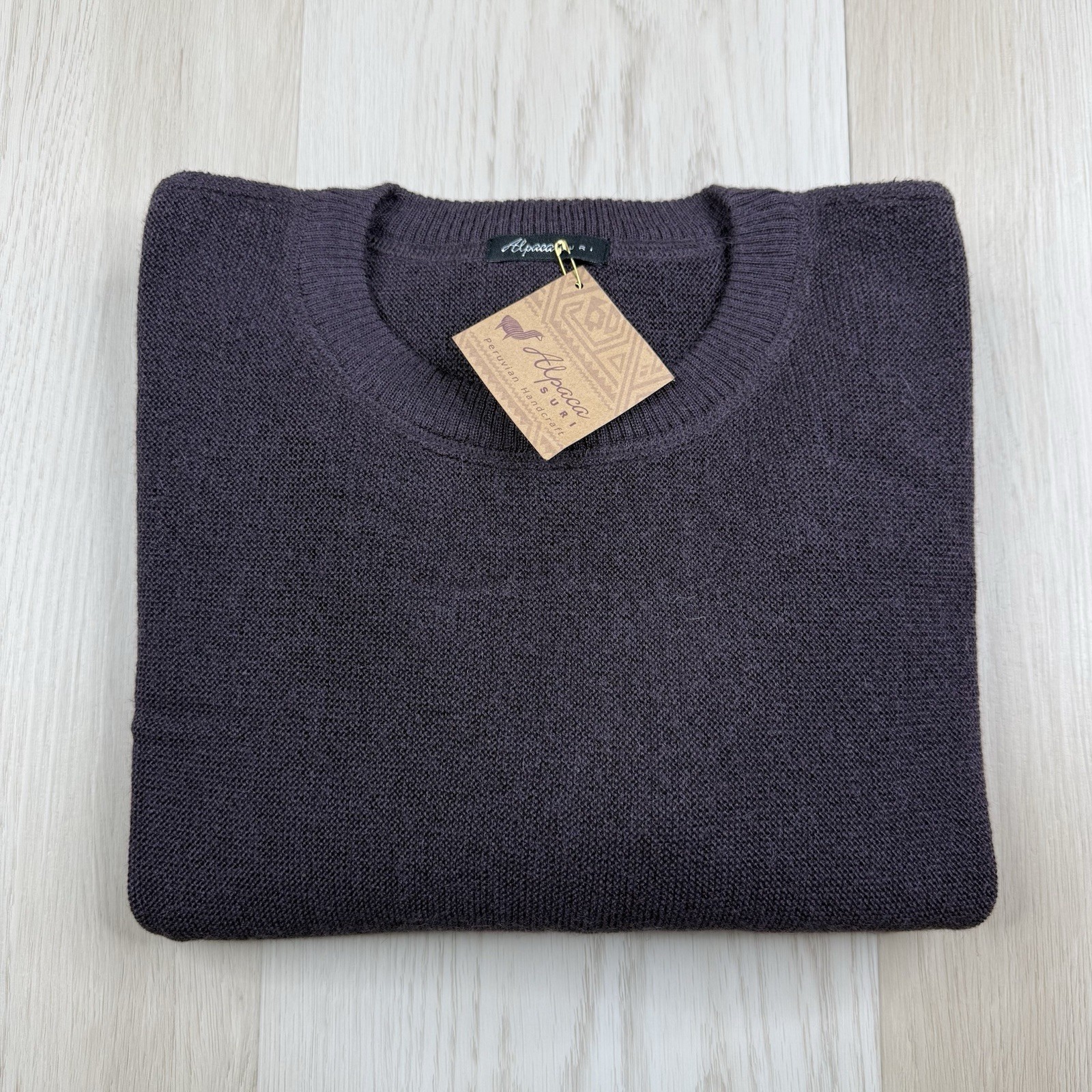 Alpaca Suri Crewneck Sweater Mens Size XL Purple Crewneck Pullover Knit NEW