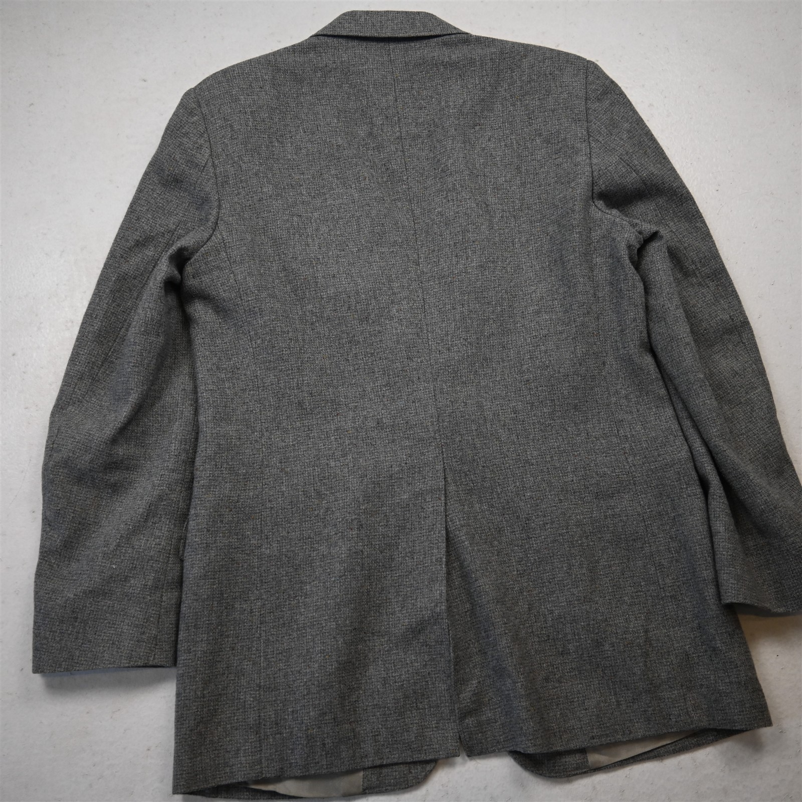 Vtg USA Made 40L Gray Check Wool Tweed Mens Blazer Suit Jacket Sport Coat