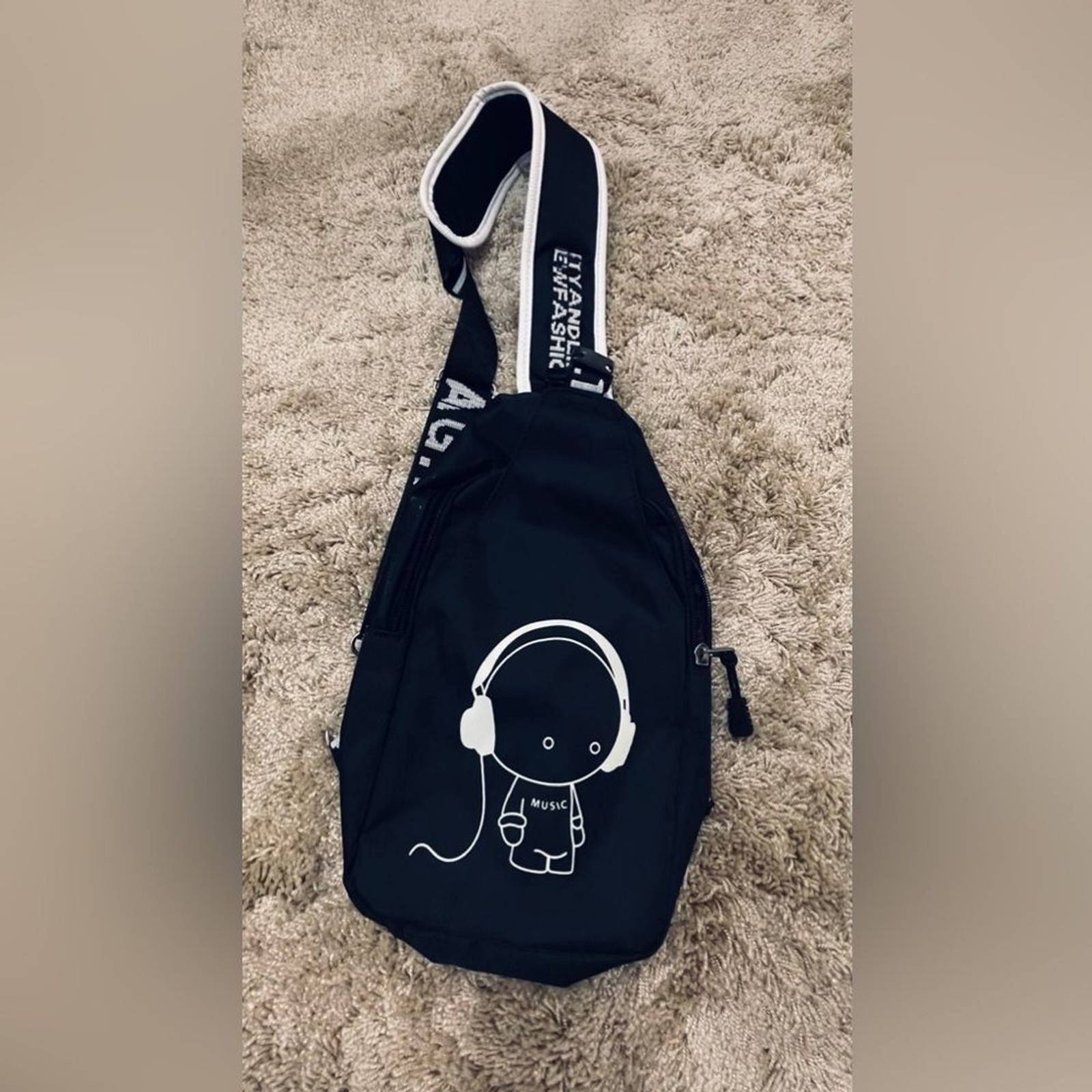 Kids Teens – Cross-Body Bag – Black White Shoulder Bag Y2K Waist Pouch Backpack