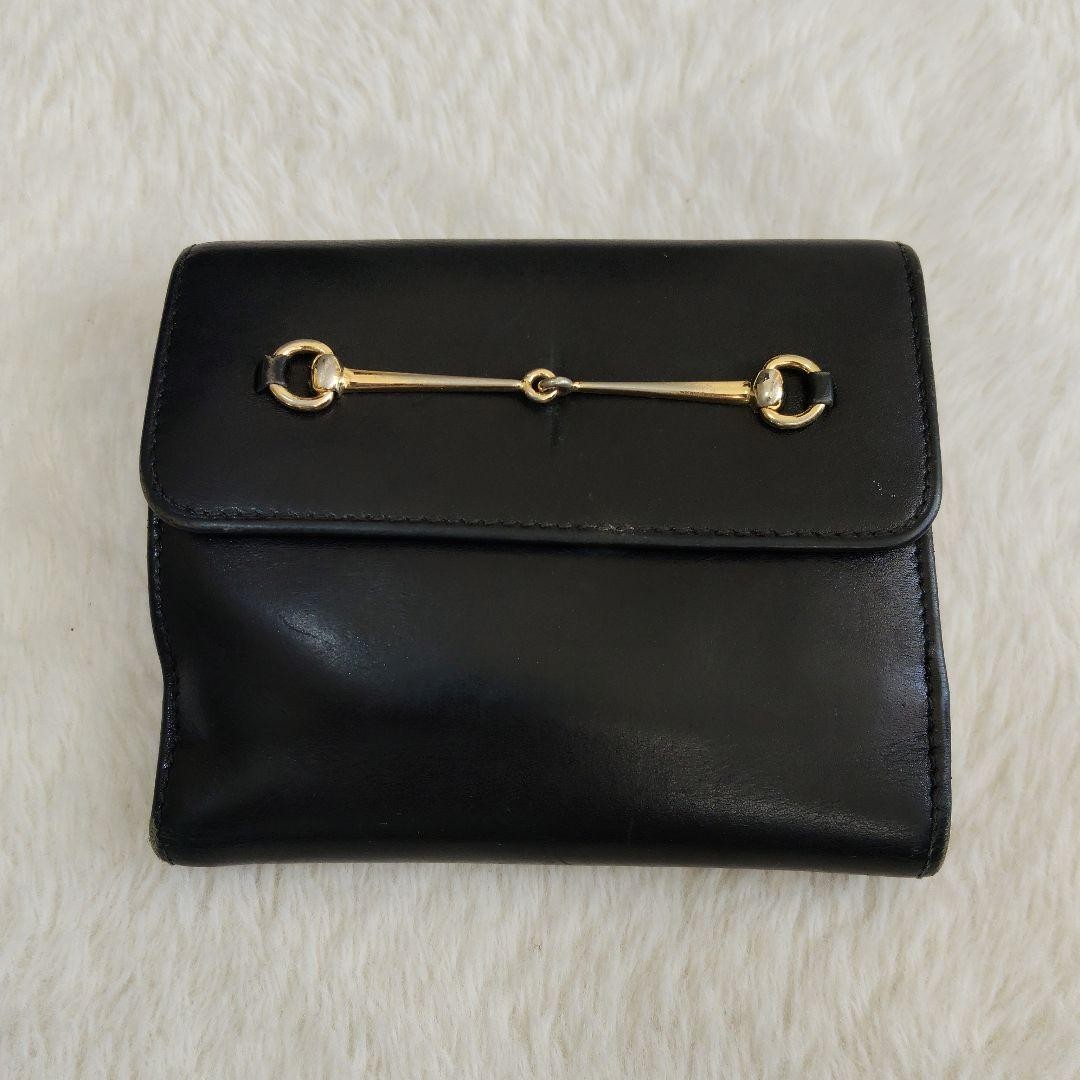 GUCCI Horsebit Bi fold Wallet Black Leather Made in Italy