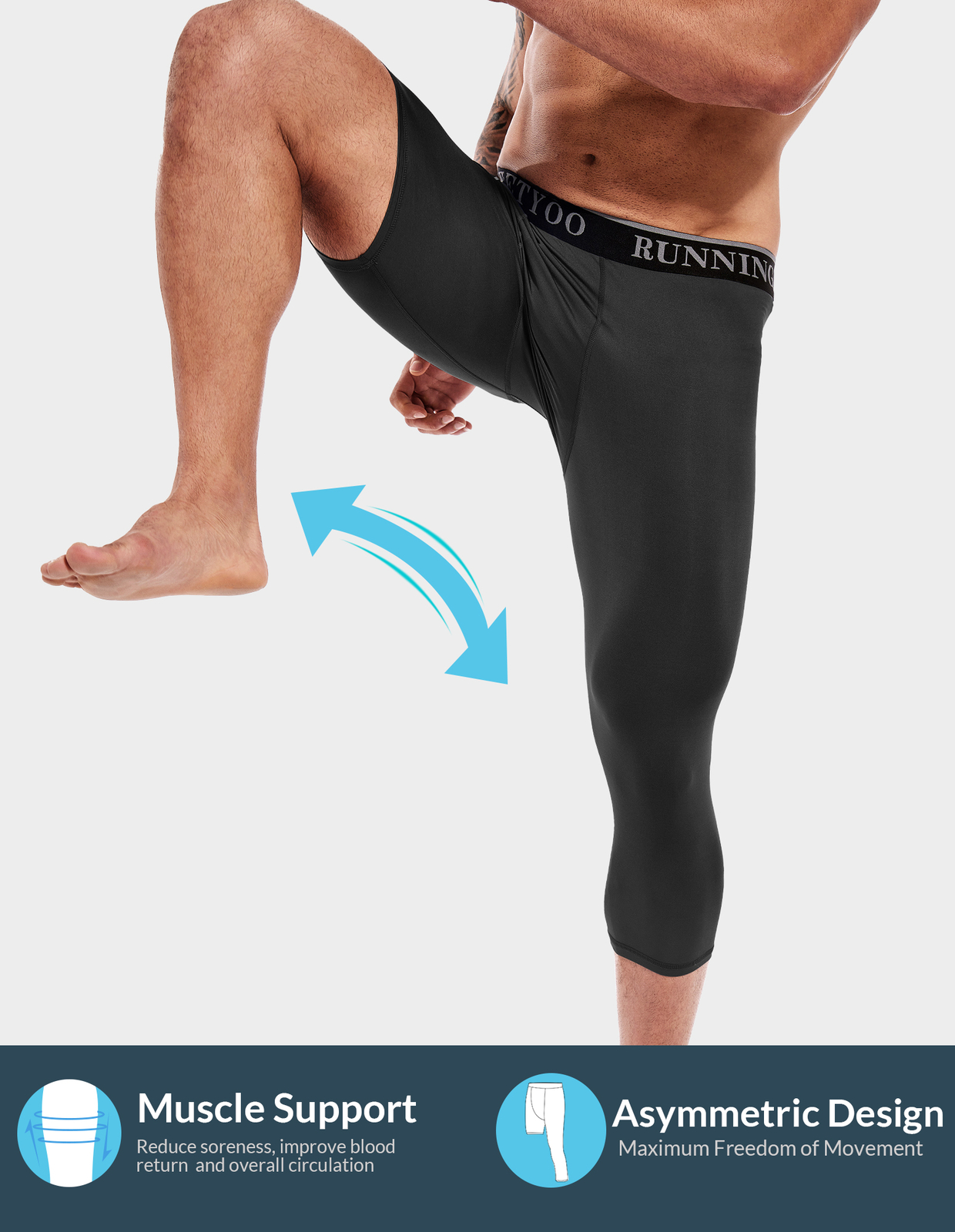 One Leg Compression Tights Full Length for Basketball Single Leg Long Pants
